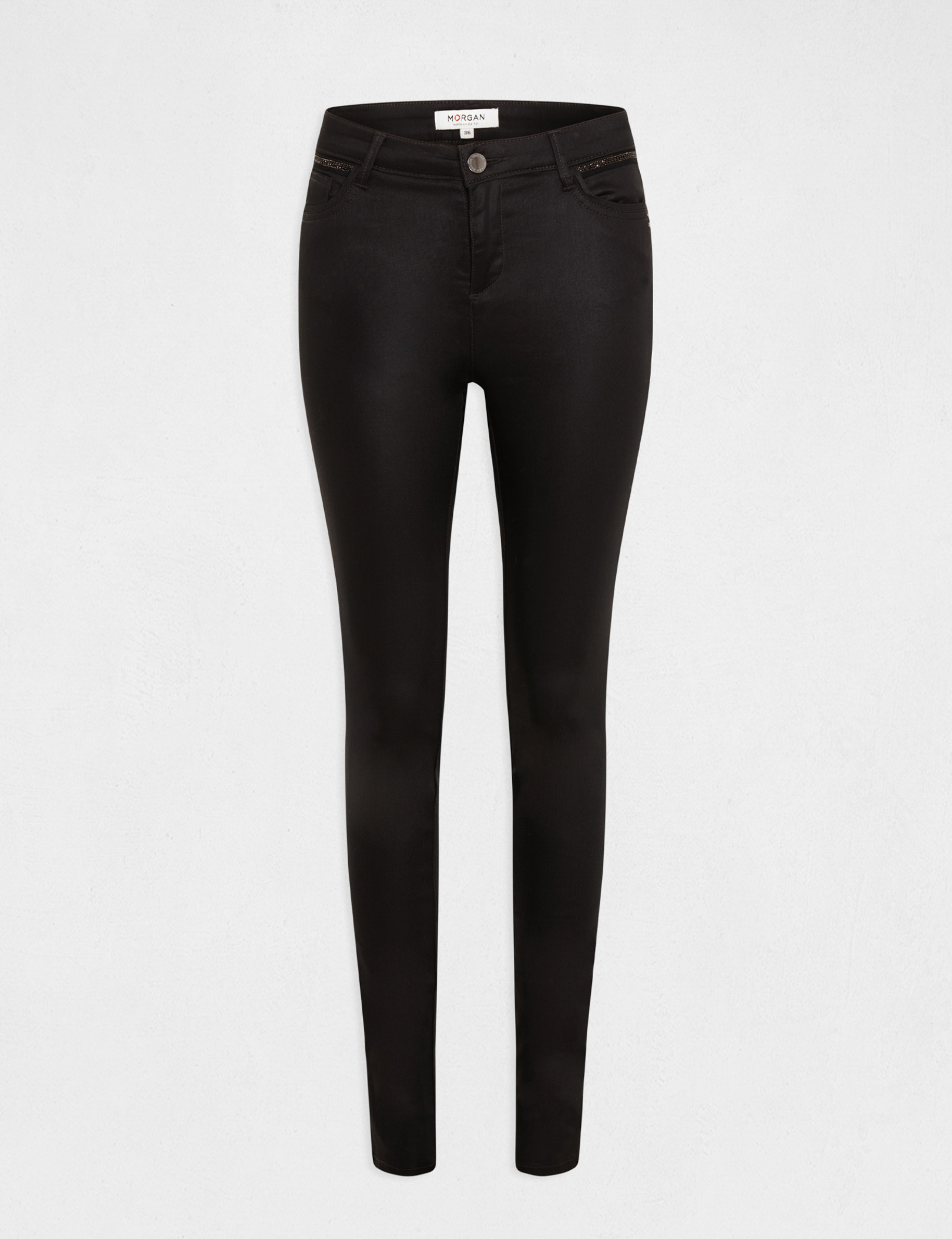 pantalon skinny efecto mojado negro mujer Pantalón skinny efecto mojado negro mujer