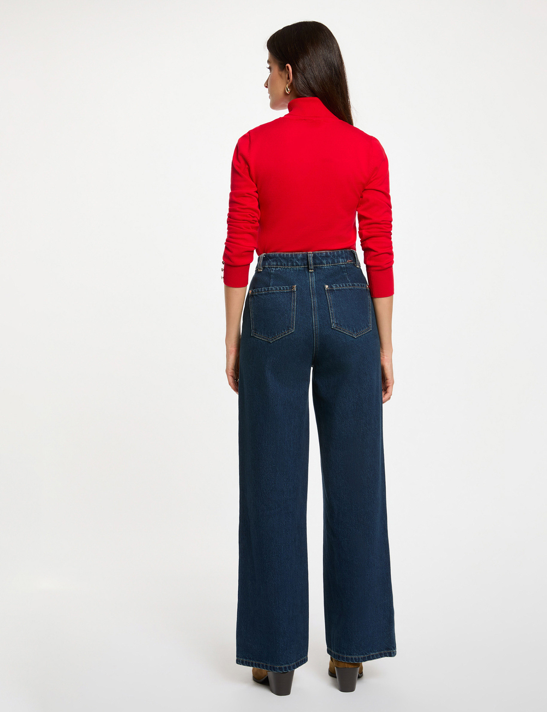 Jersey de cuello alto rojo mujer