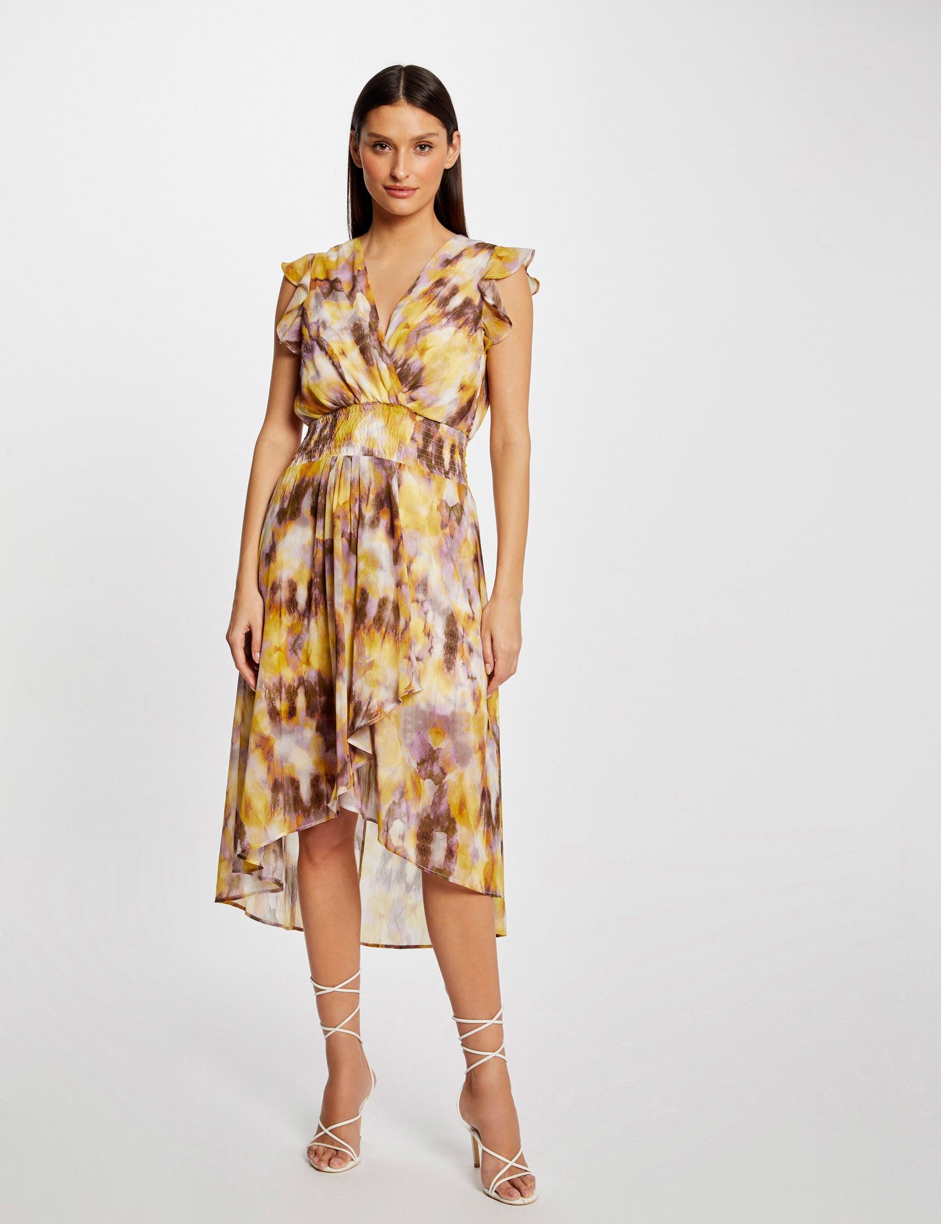 Vestido midi entallado estampado multicolor mujer Vestido midi entallado estampado multicolor mujer