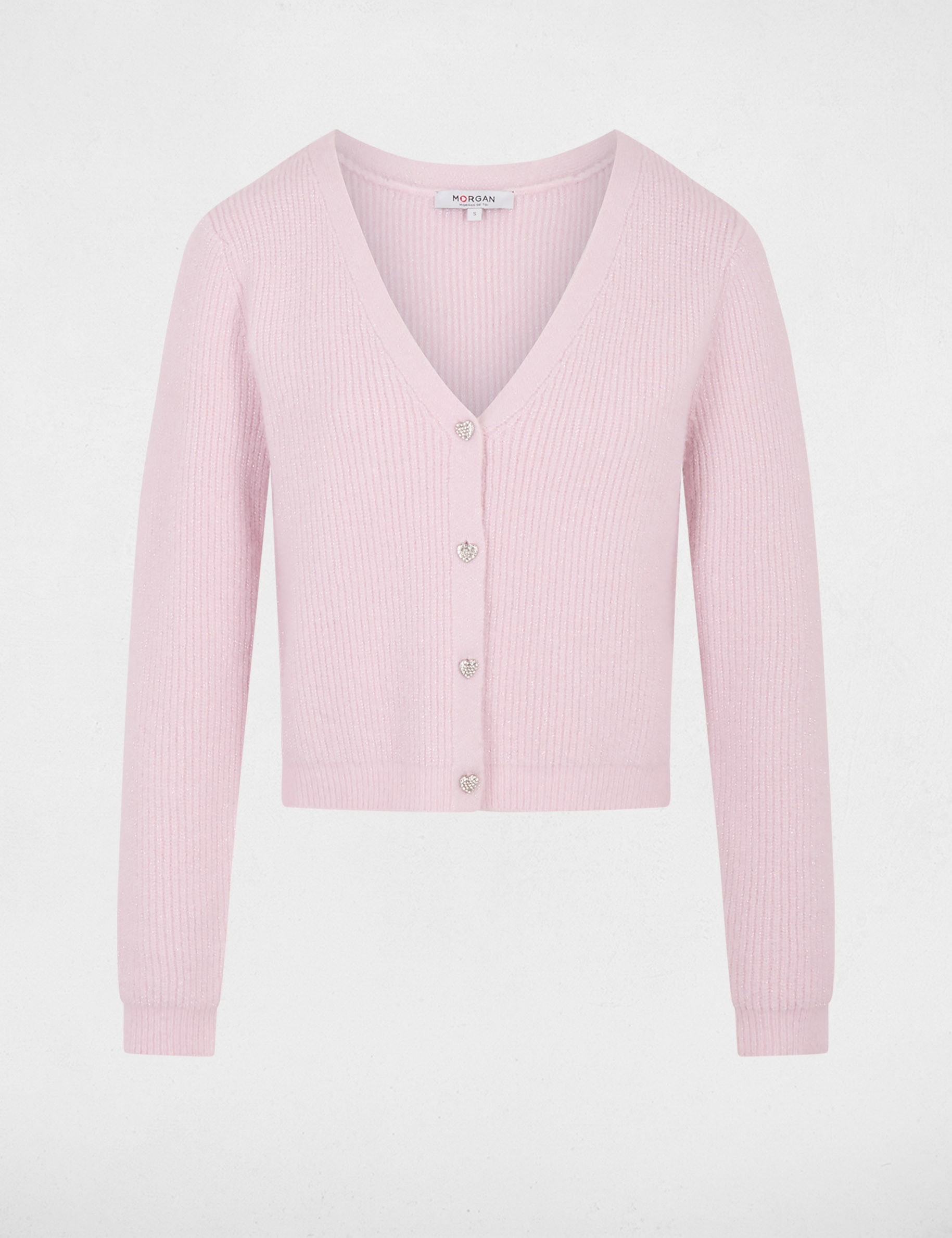 C&aacute;rdigan con escote en V rosa pastel mujer