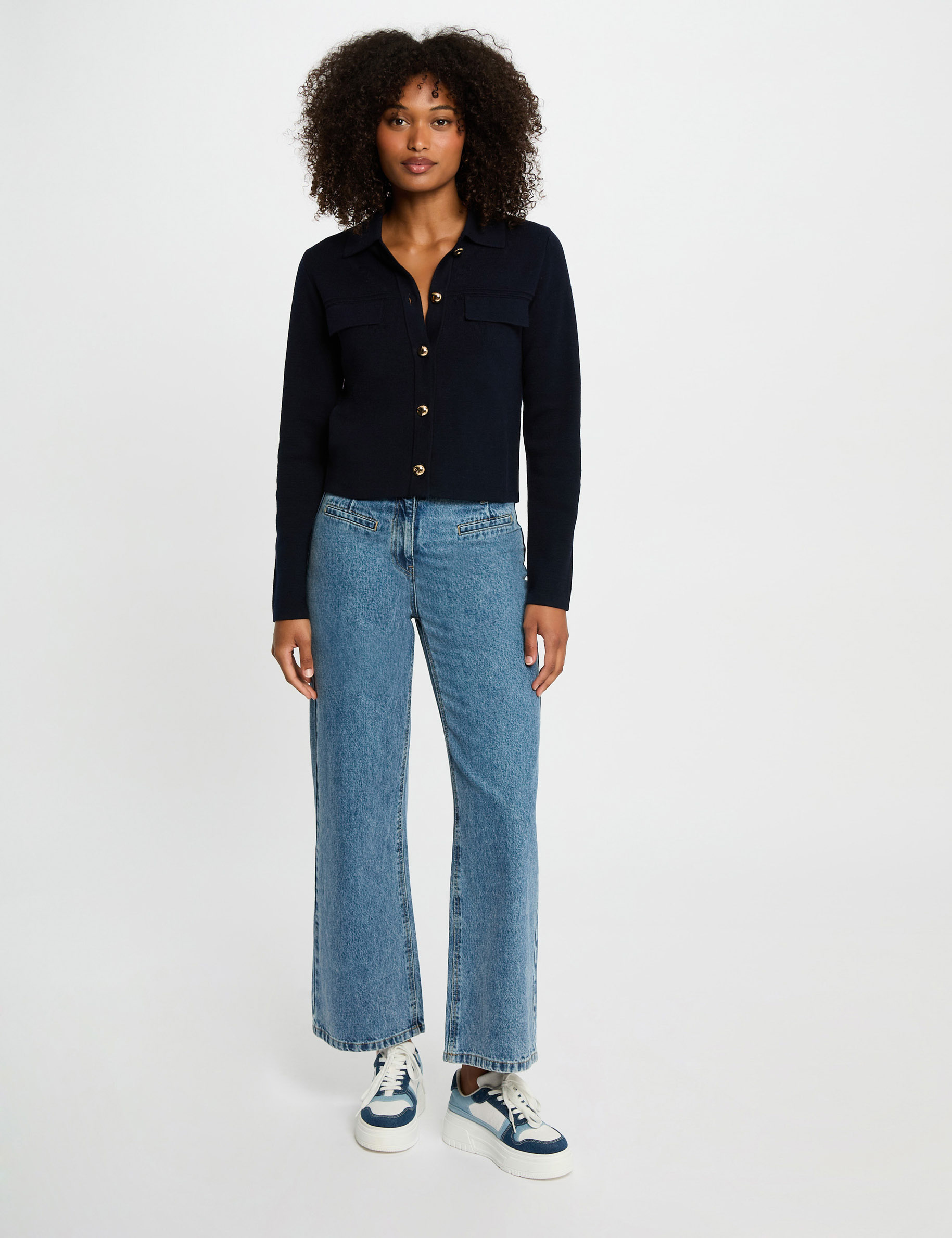 cardigan manga larga azul marino mujer Cárdigan manga larga azul marino mujer