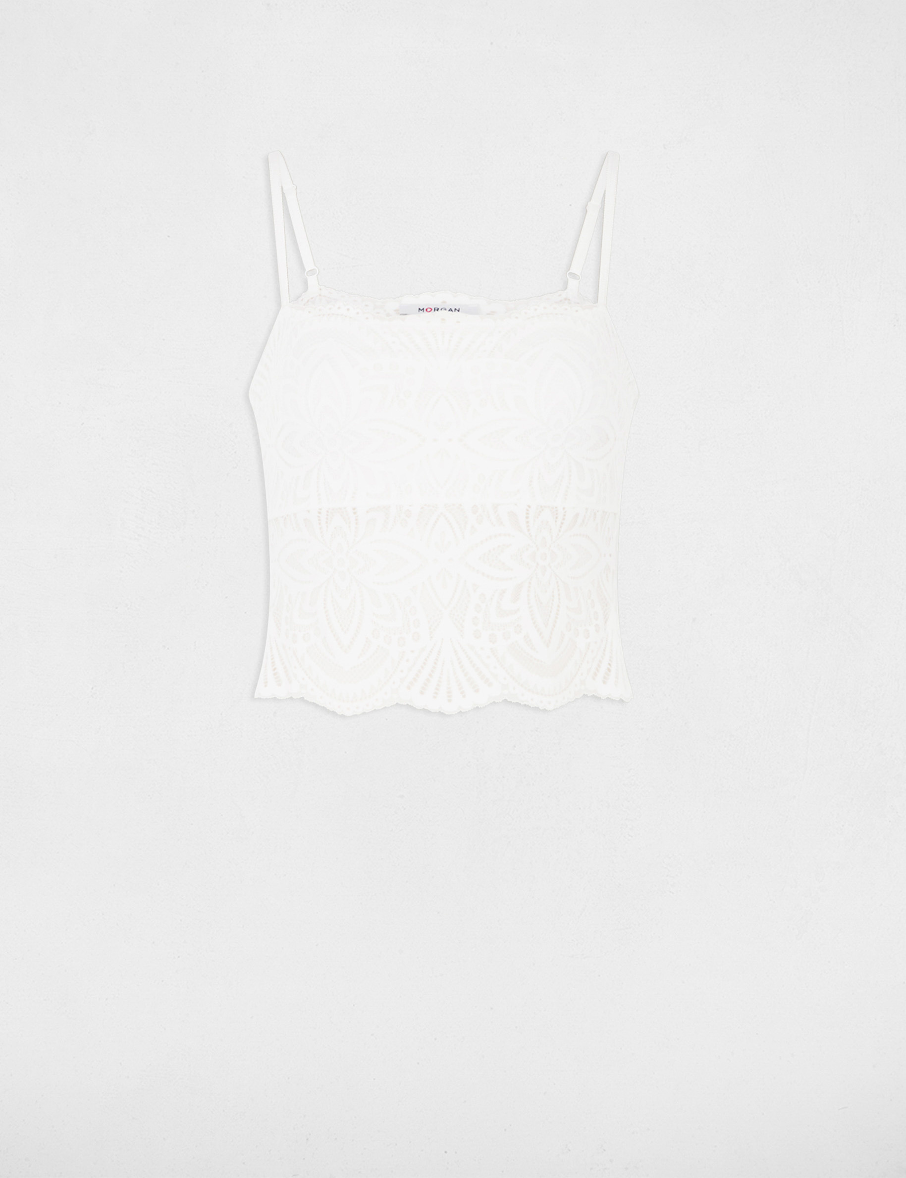 Top con tirantes finos marfil mujer