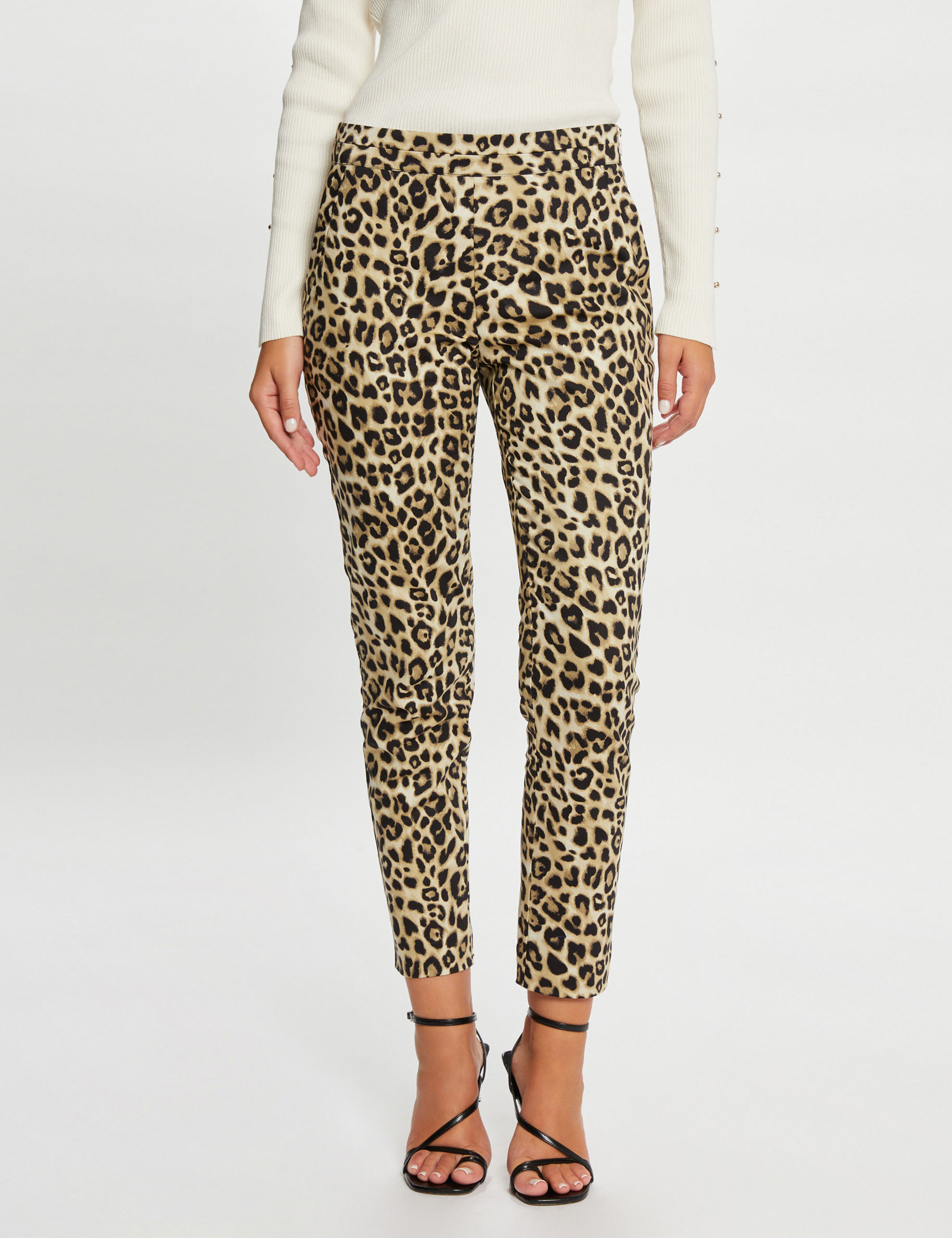 Pantalón cigarette estampado de leopardo multico mujer