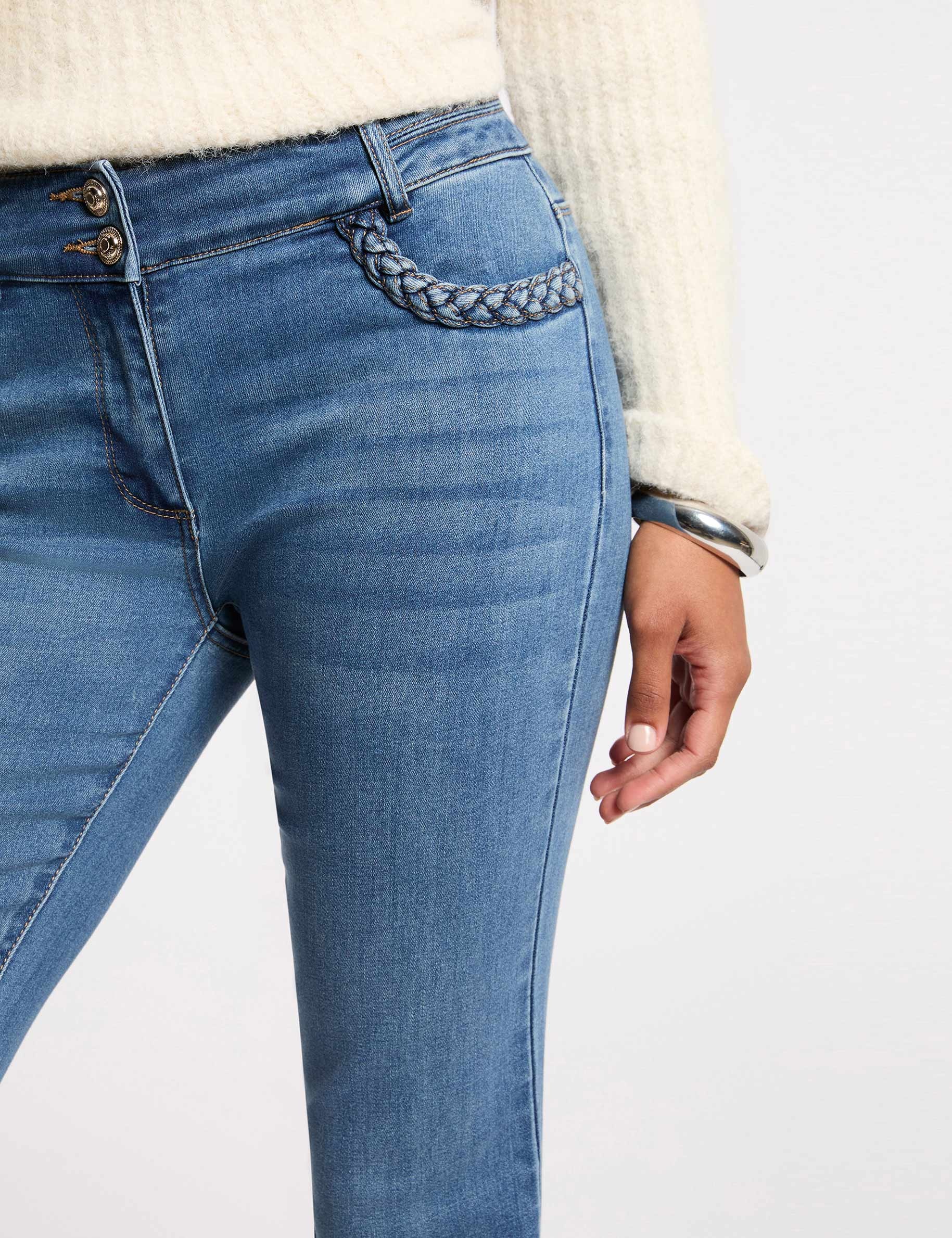 Vaquero bootcut trenzado denim stone mujer