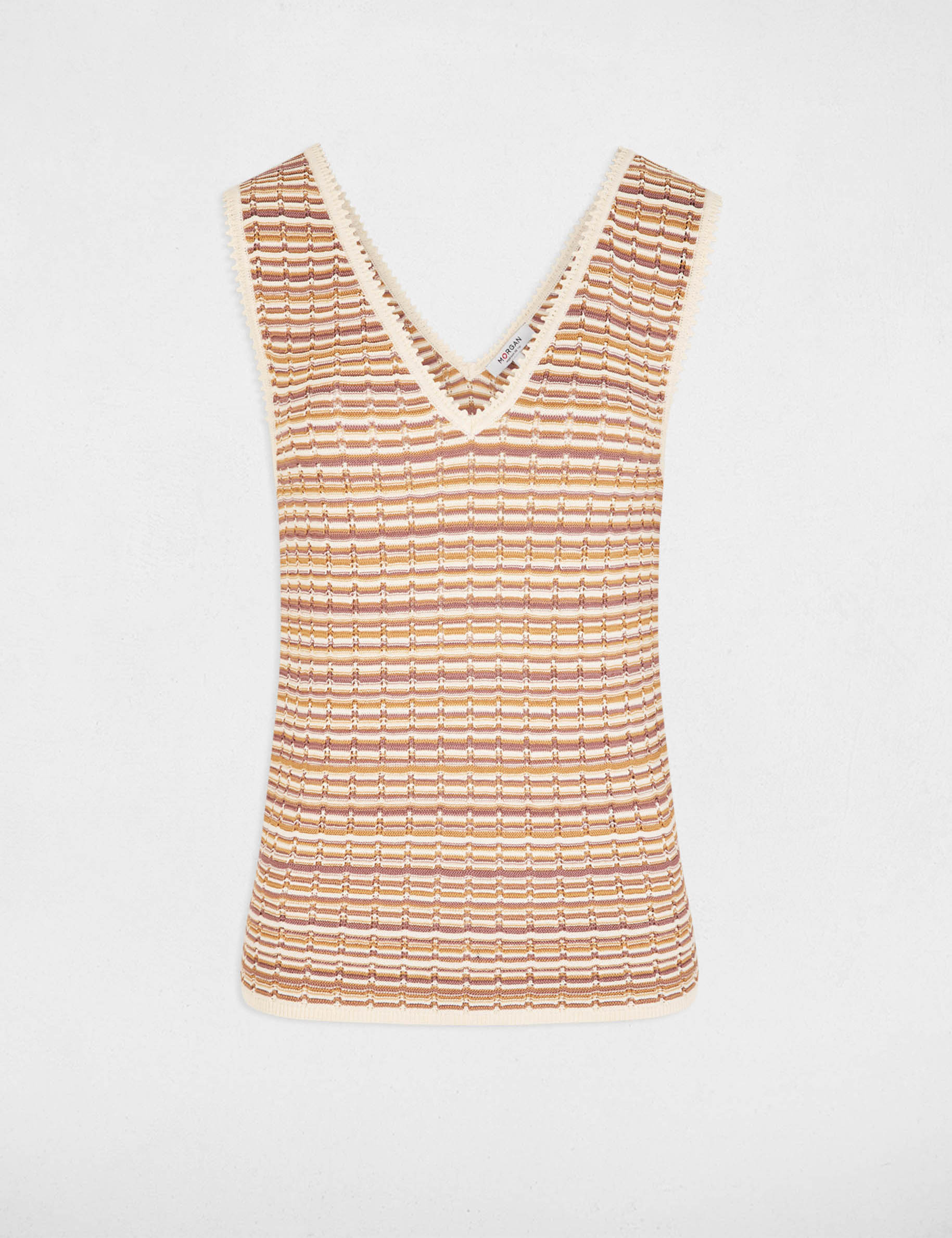 Jersey ajustado con cuello en v beige mujer