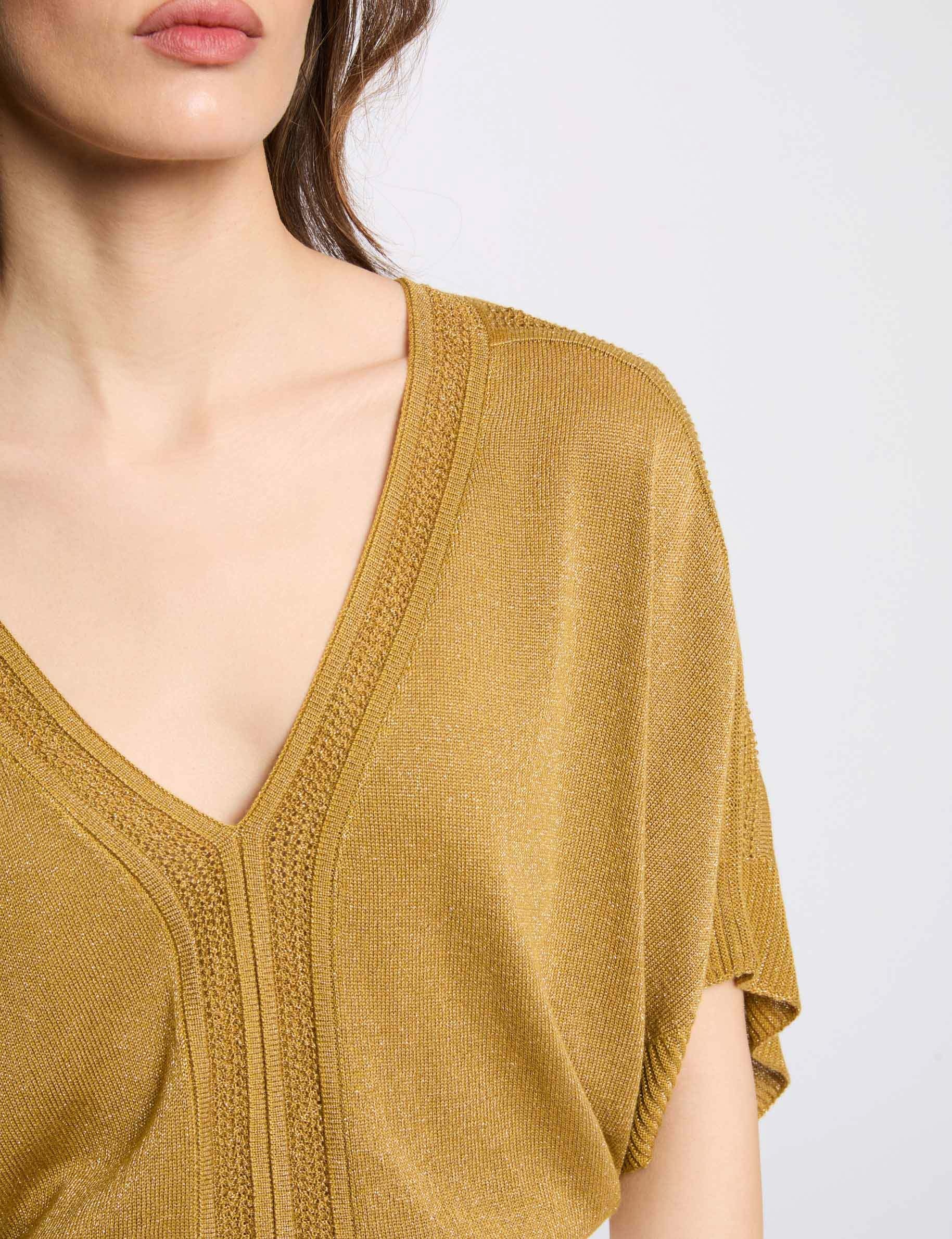 jersey manga corta y rayas amarillo mostaza mujer Jersey manga corta y rayas amarillo mostaza mujer