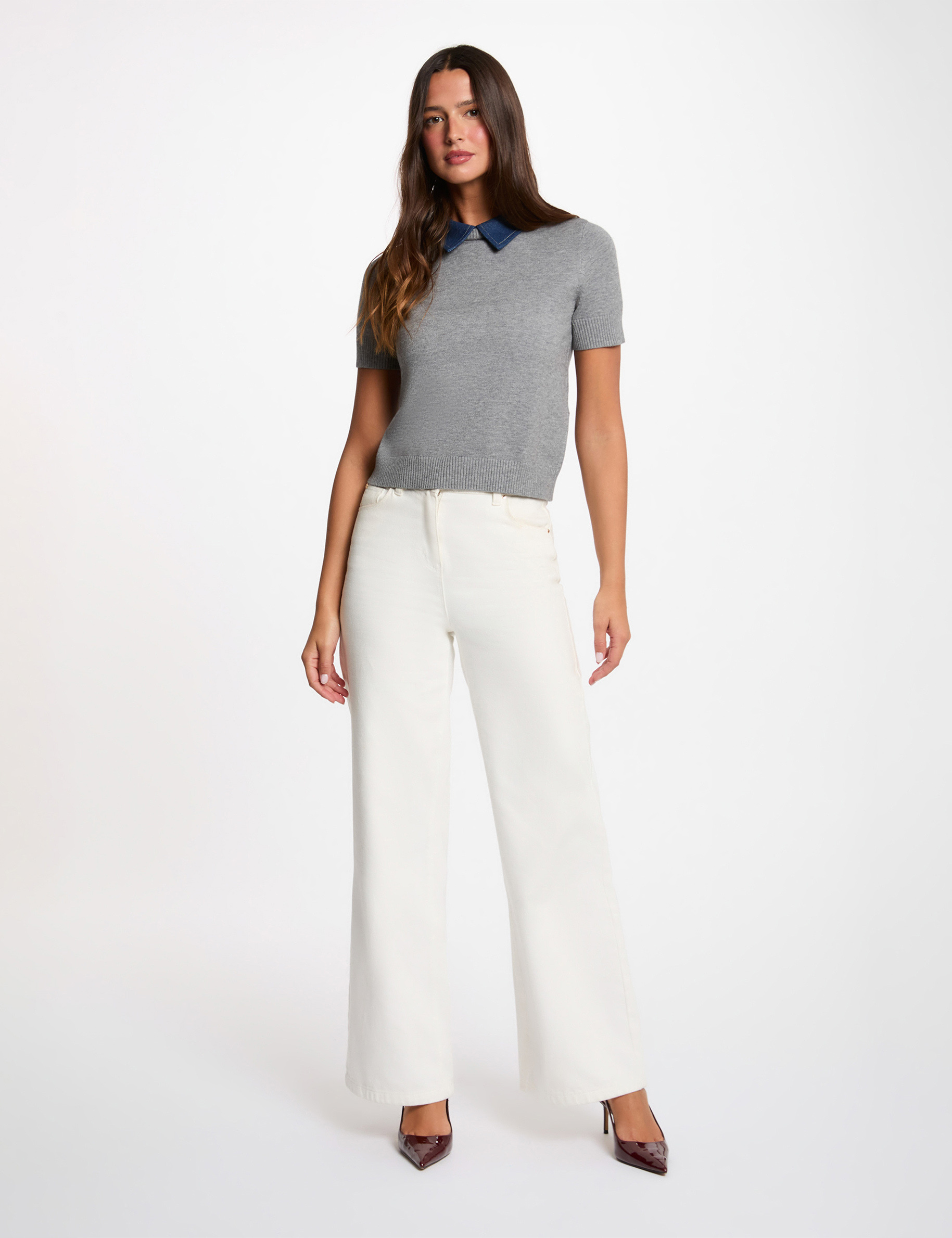 Jersey con cuello vuelto gris claro mujer