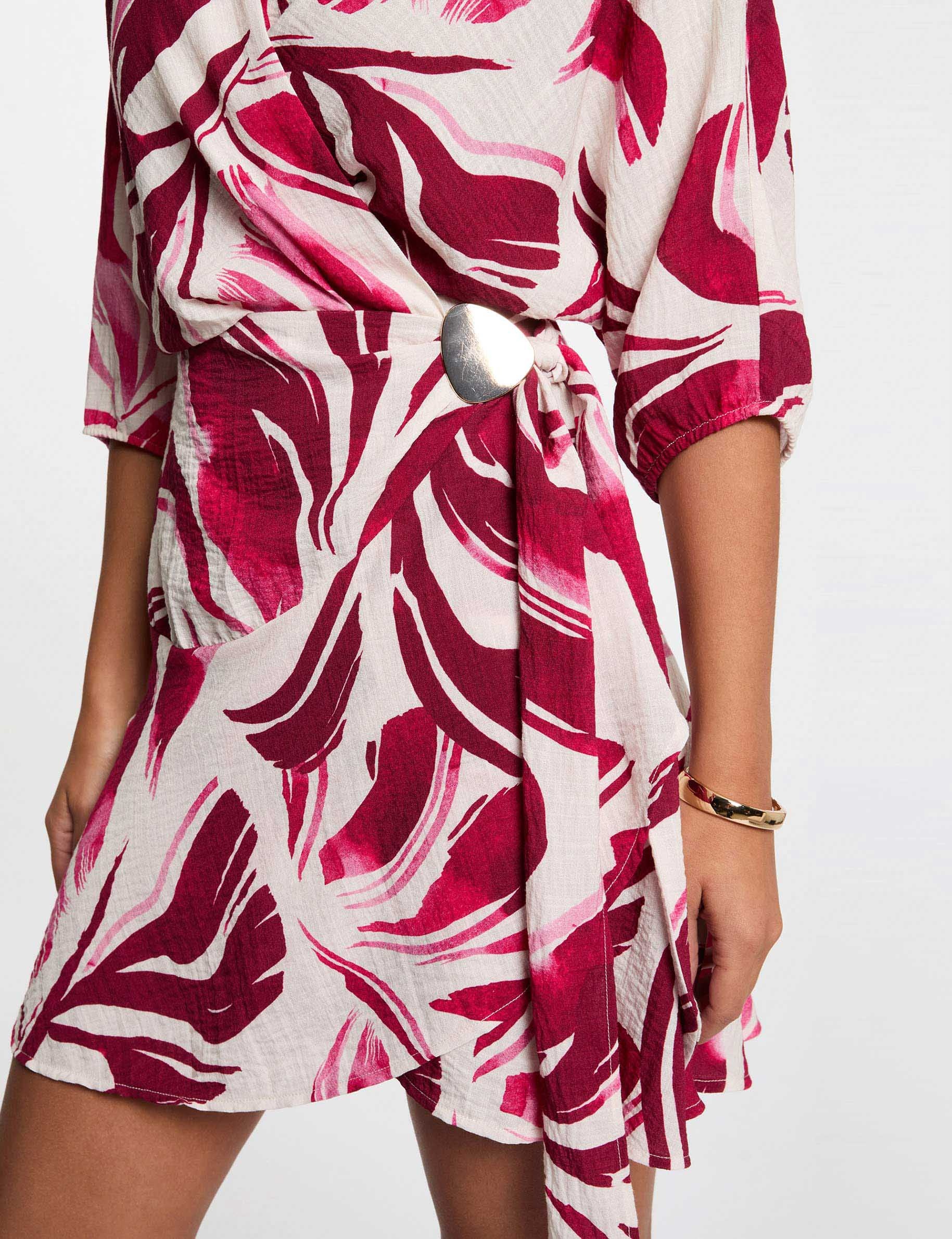Vestido plisado cruzado multicolor mujer