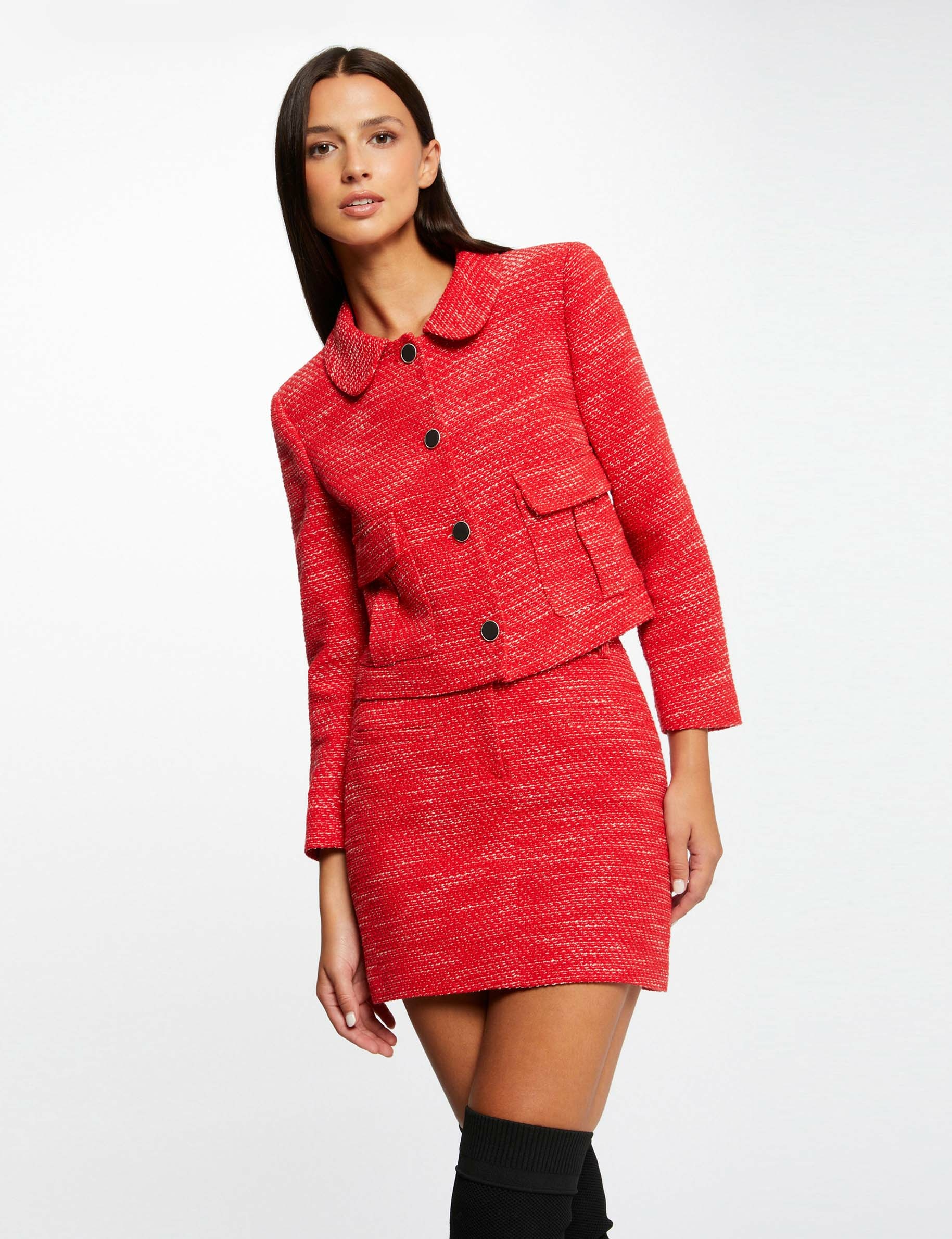 Falda recta corta rojo mujer