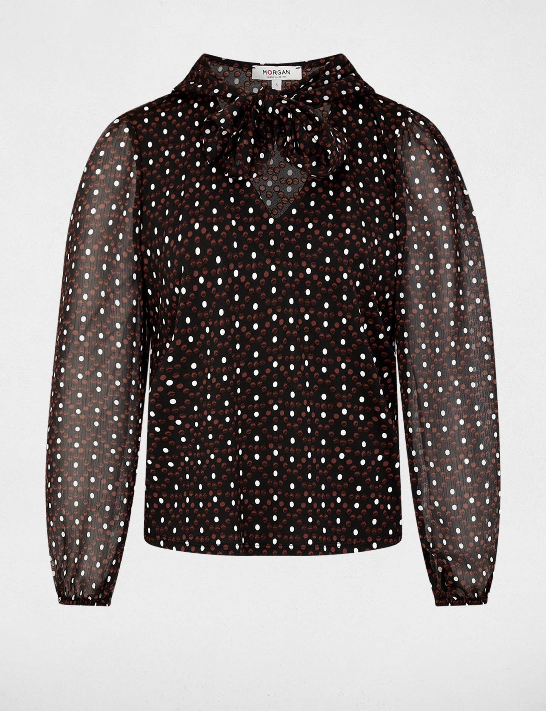 Blusa de gasa con cuello lazada multicolor mujer