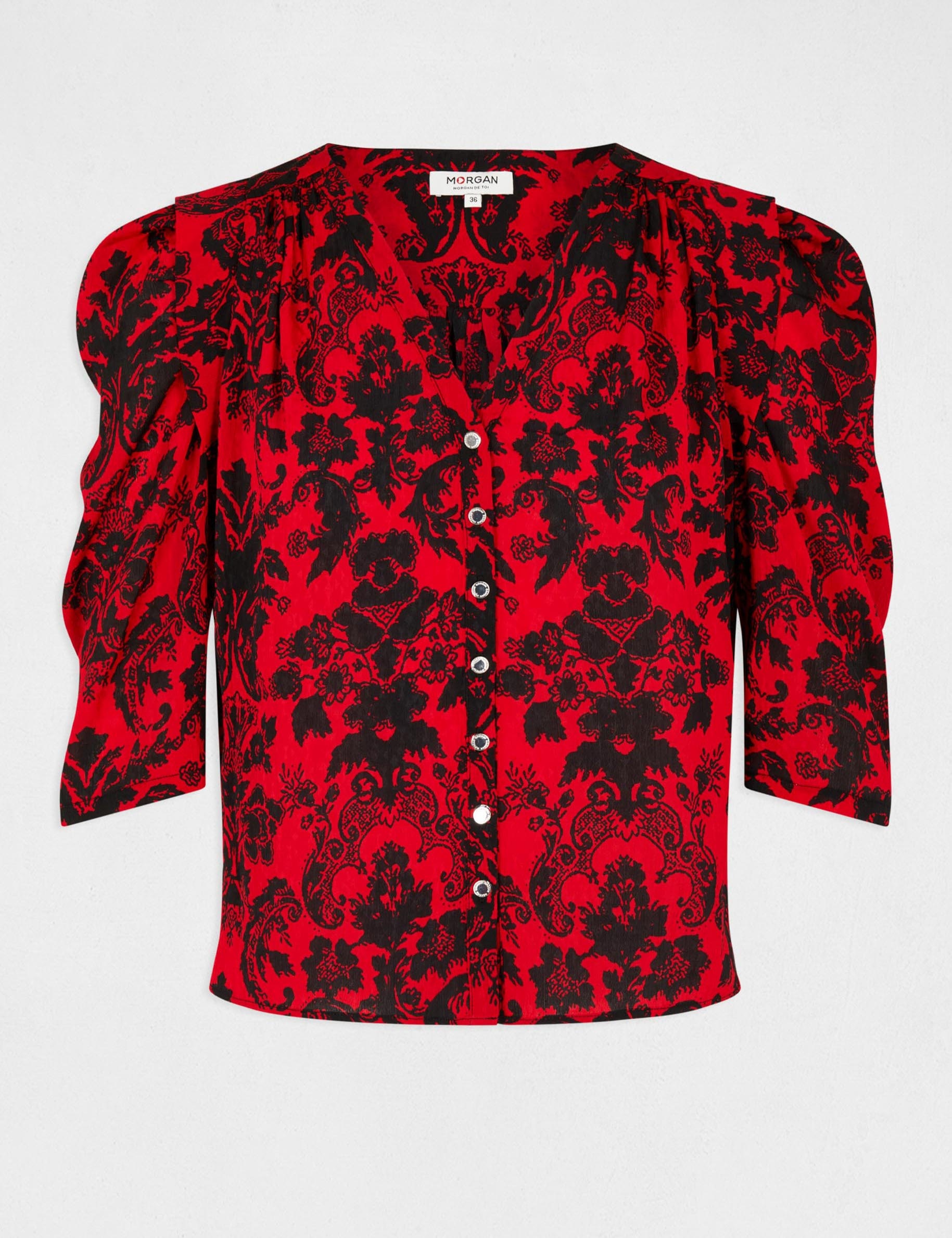 Camisa manga 3/4 estampado cachemira multico mujer