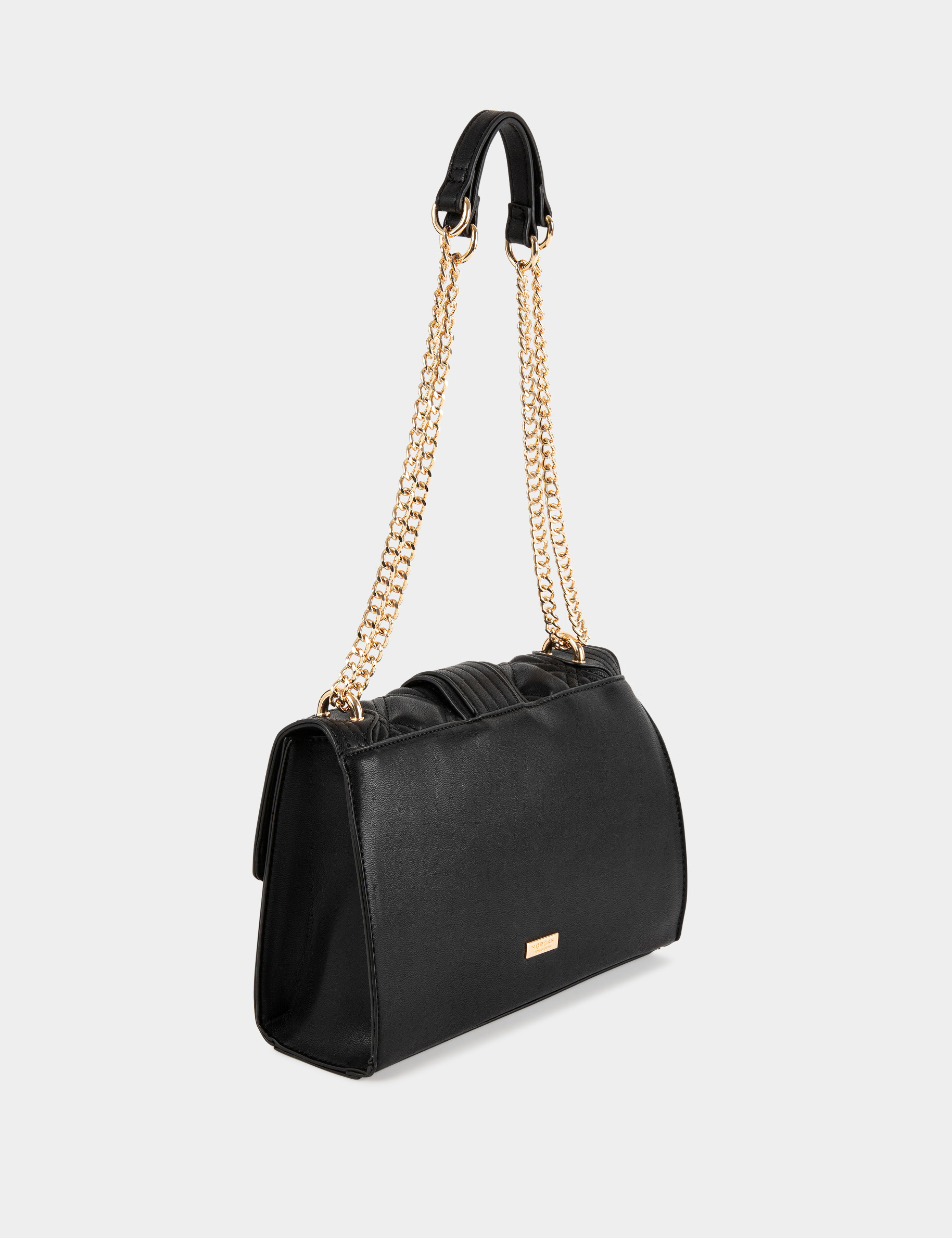 Bolso acolchado con bandolera de cadena negro mujer