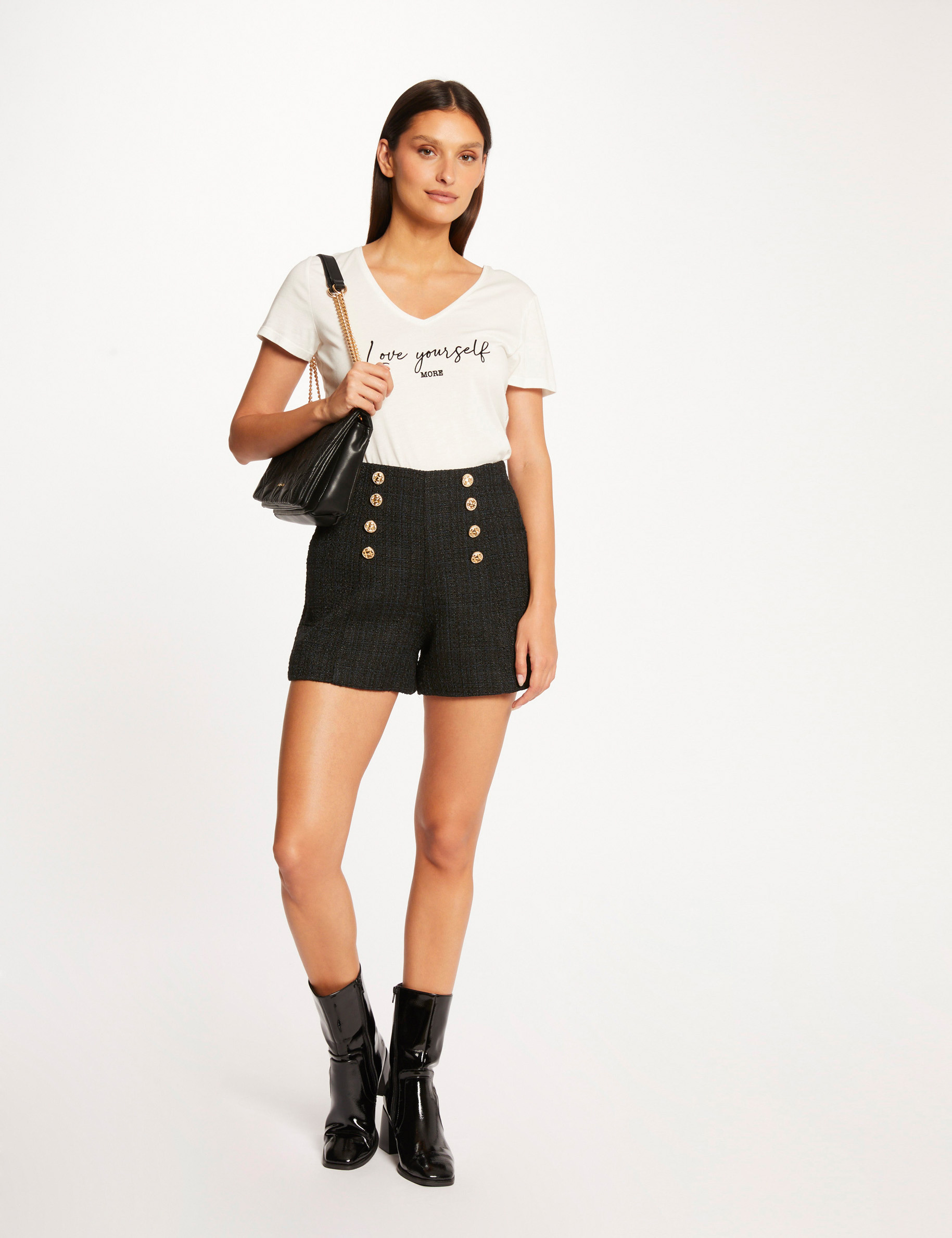 camiseta de manga corta con mensaje crudo mujer Camiseta de manga corta con mensaje crudo mujer