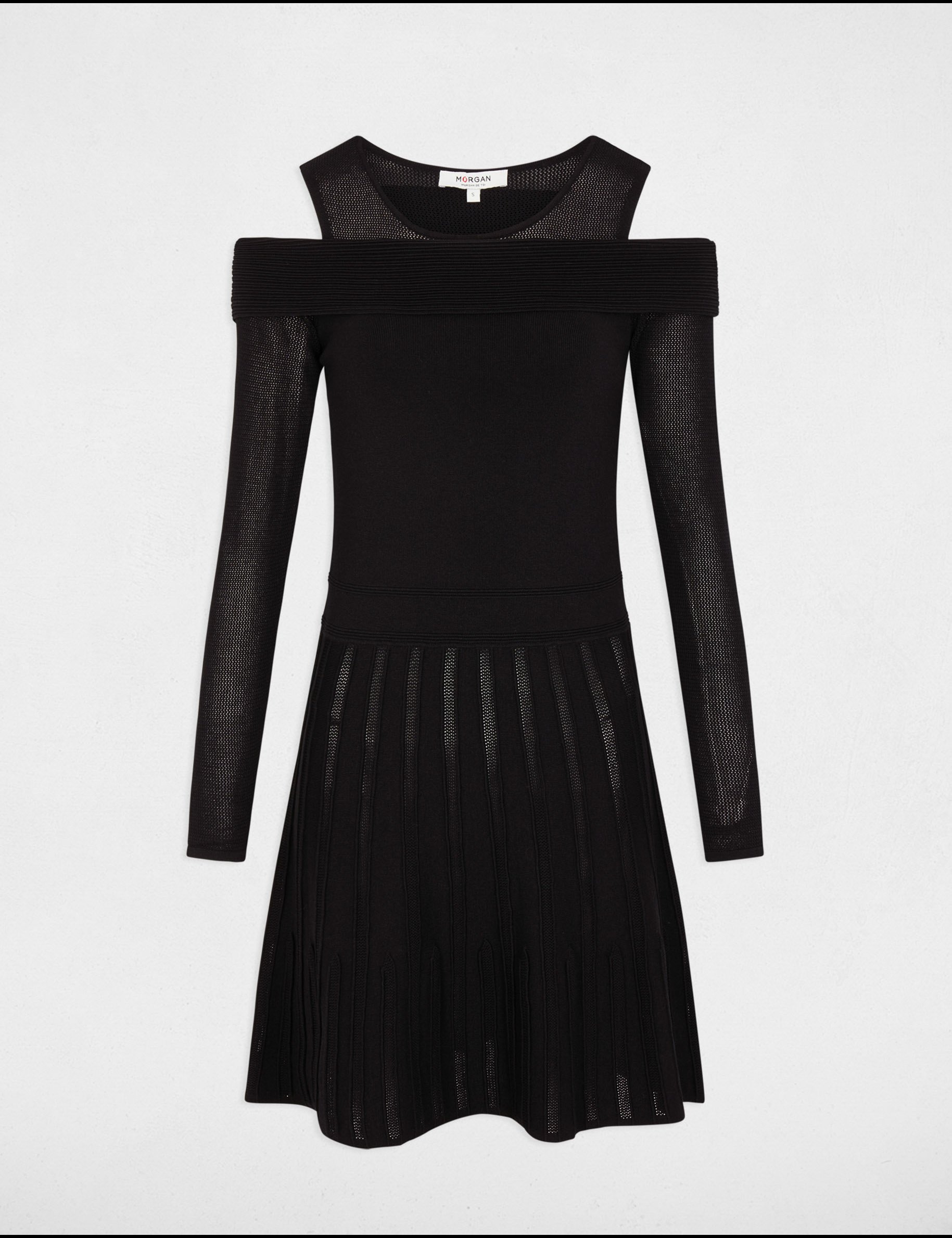 vestido punto corto evase negro mujer Vestido punto corto evasé negro mujer