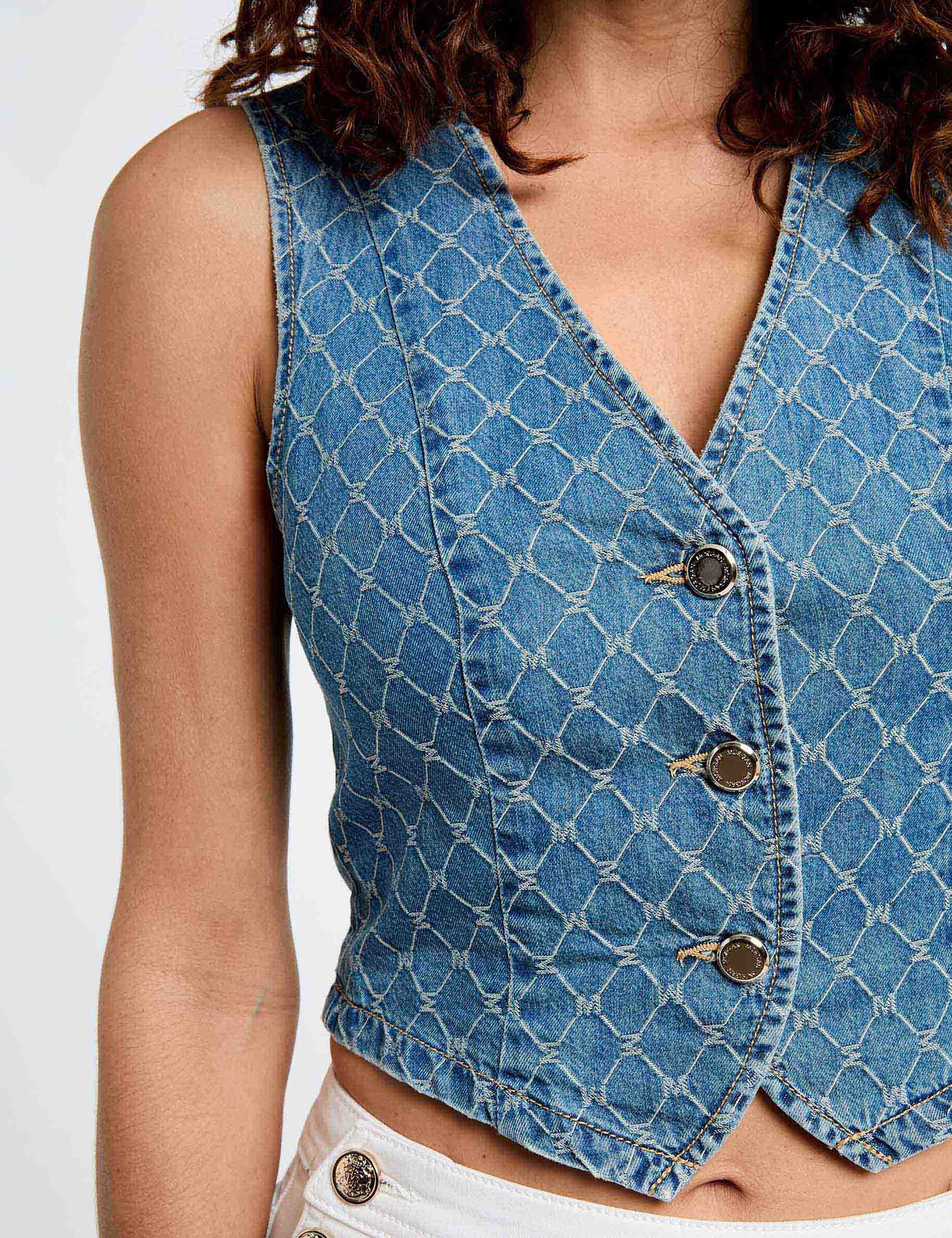 chaleco vaquero sin mangas denim stone mujer Chaleco vaquero sin mangas denim stone mujer