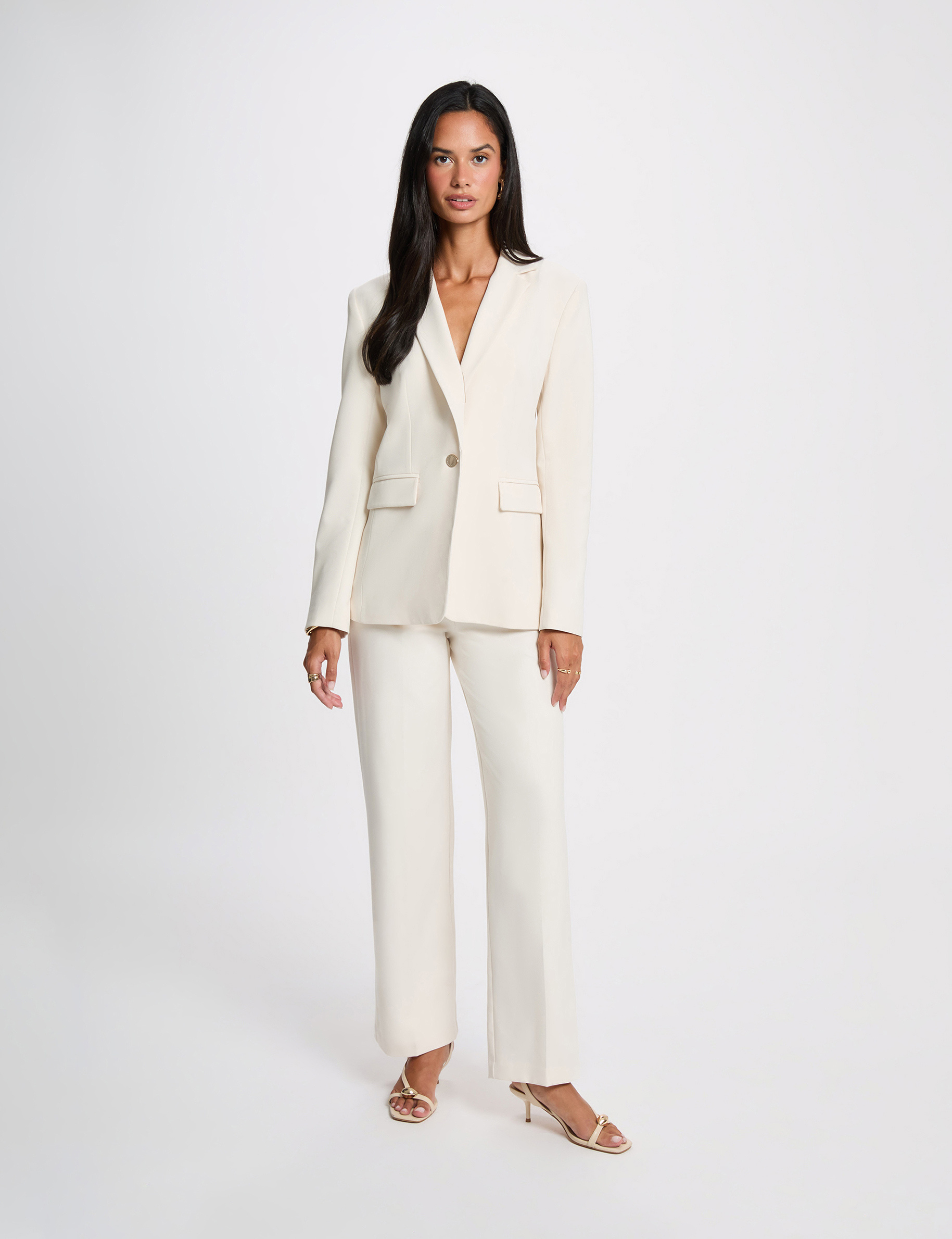Chaqueta blazer creme mujer
