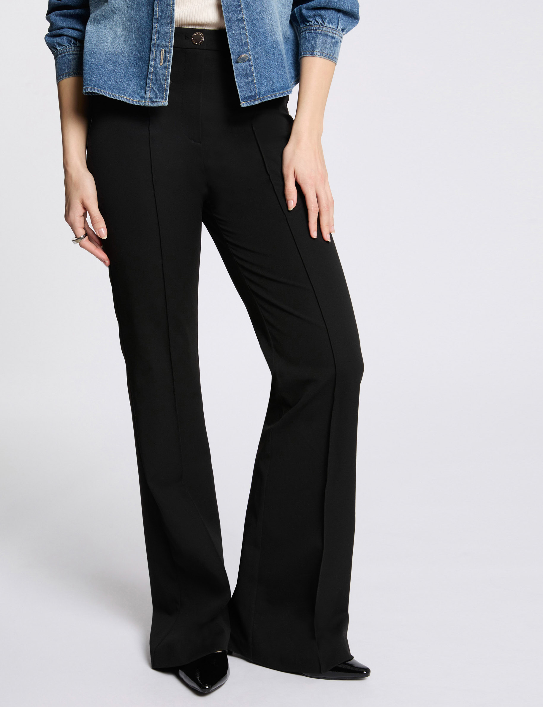 pantalon boot cut talle alto negro mujer Pantalón boot-cut talle alto negro mujer