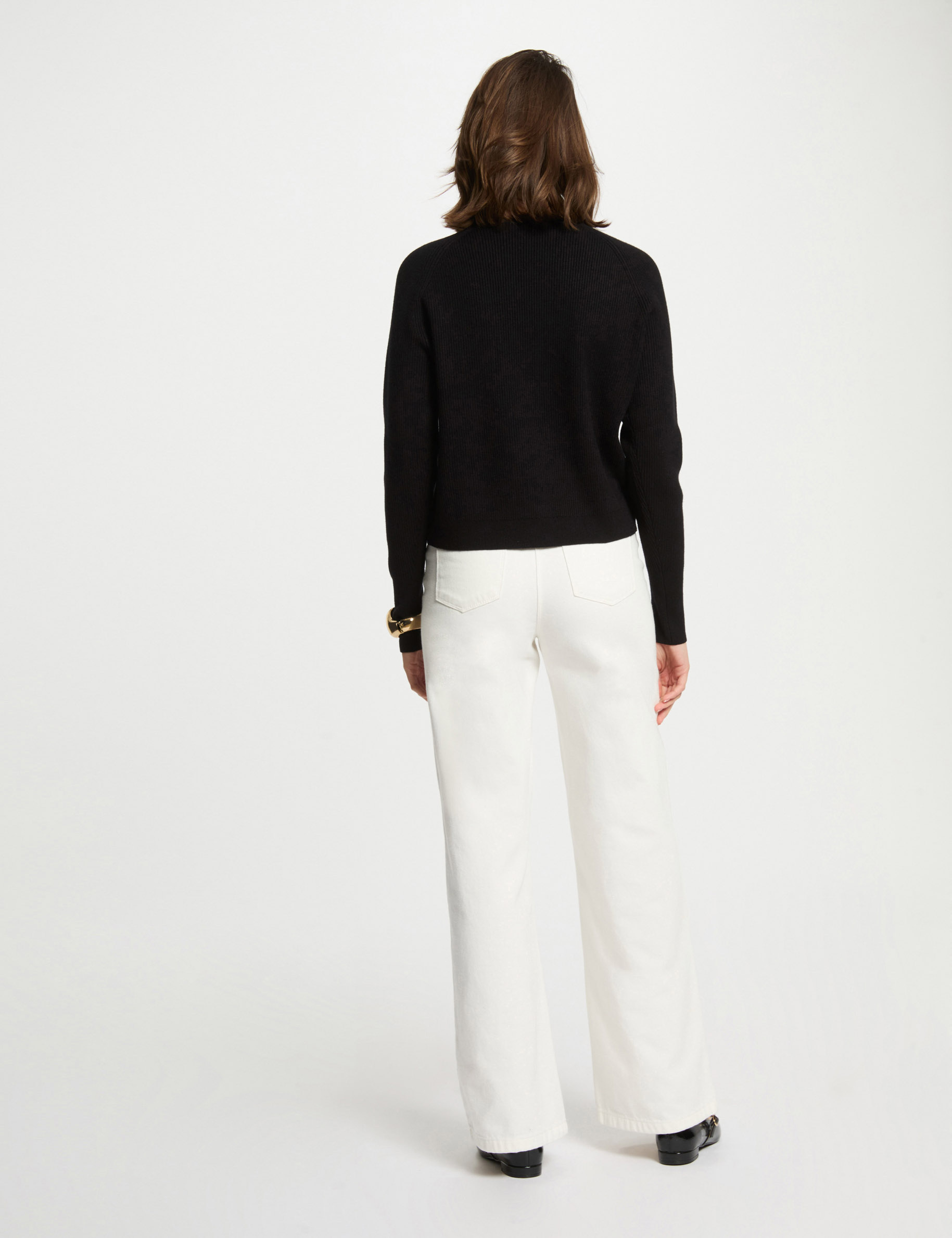 Jersey cuello redondo negro mujer