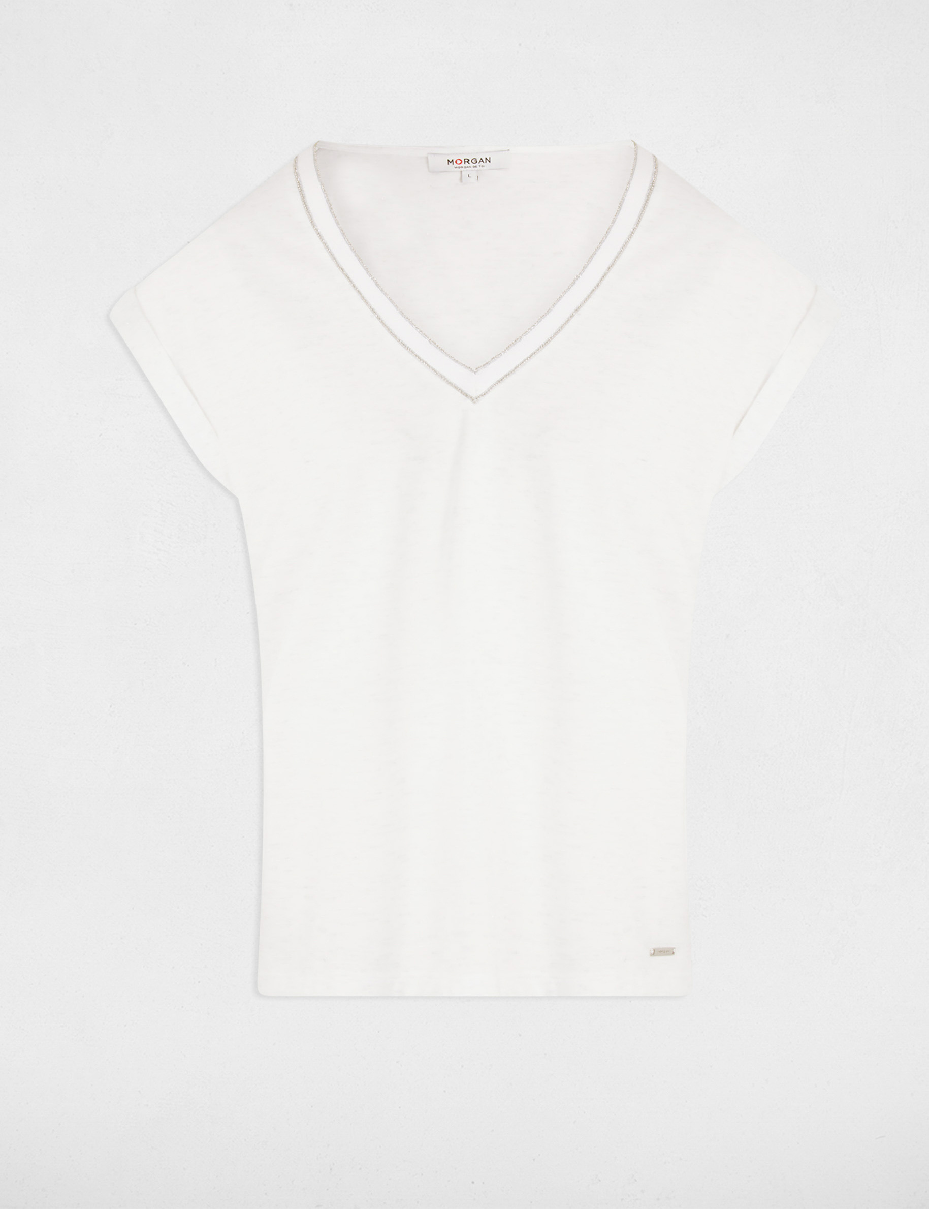 camiseta de manga corta marfil mujer Camiseta de manga corta marfil mujer