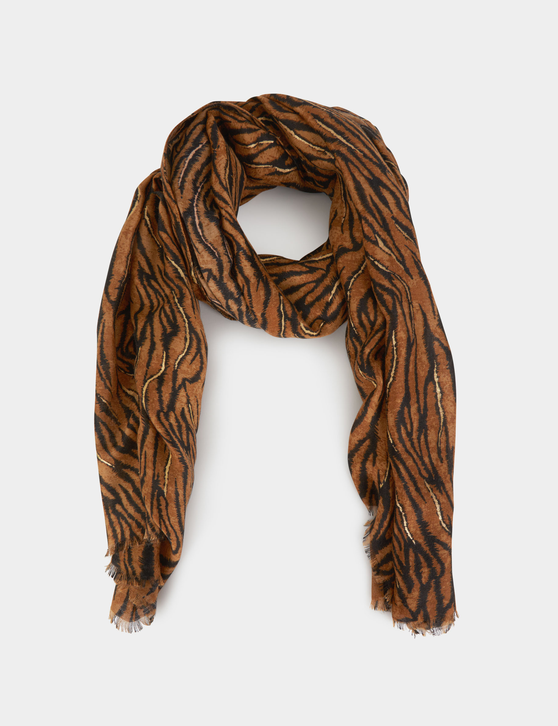 fular estampado animal marron mujer Fular estampado animal marrón mujer