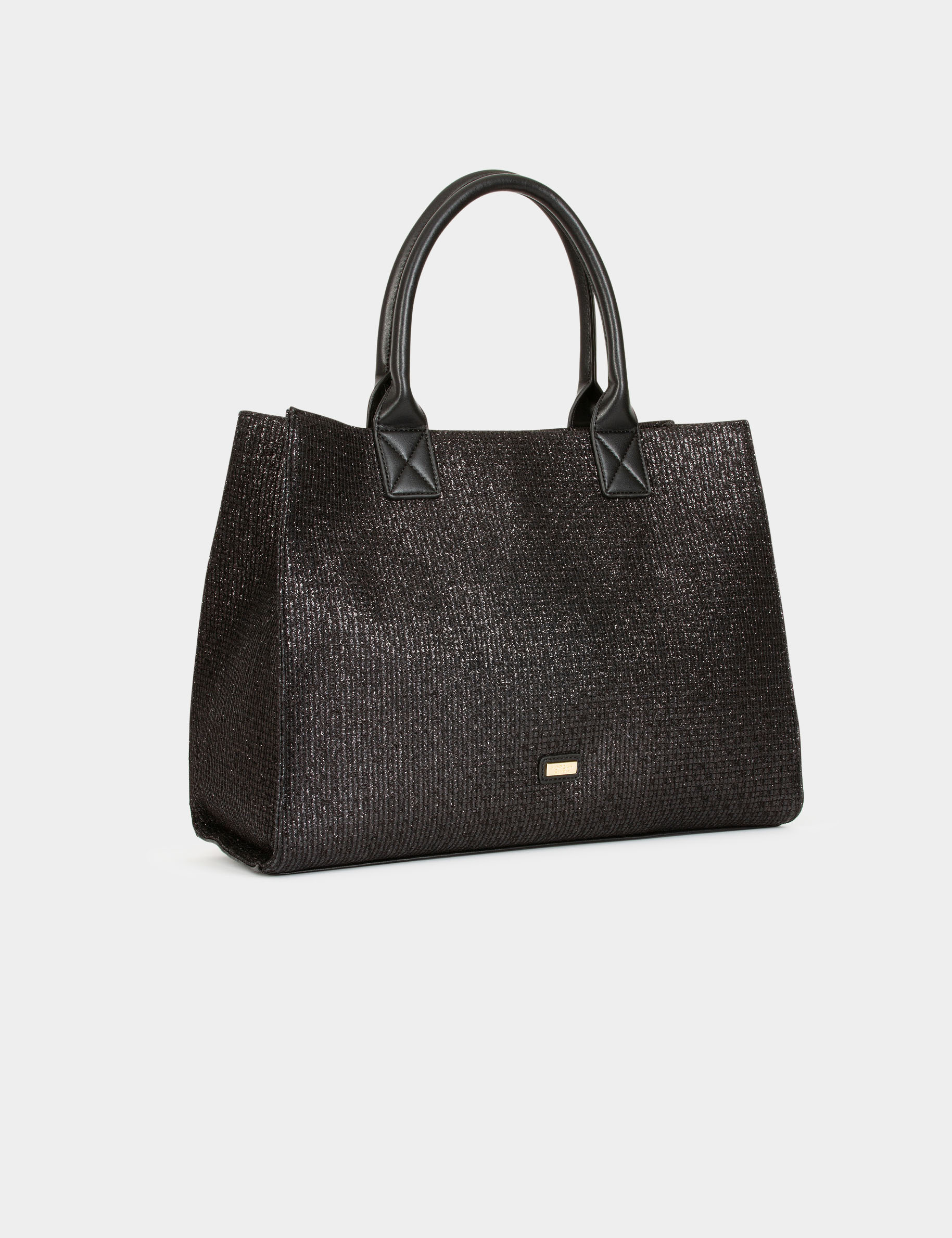 Bolso shopper rectangular lentejuelas negro mujer