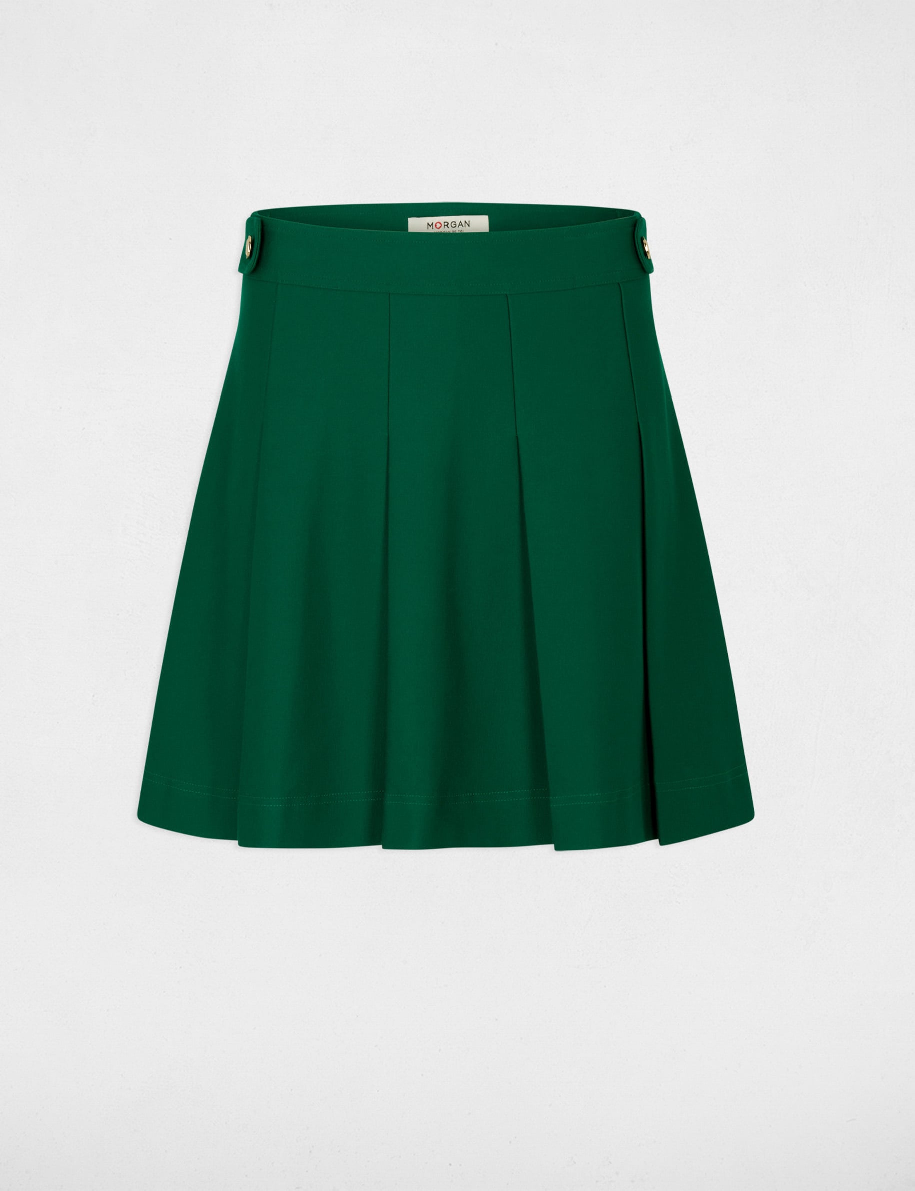 Falda corta con pliegues verde mujer