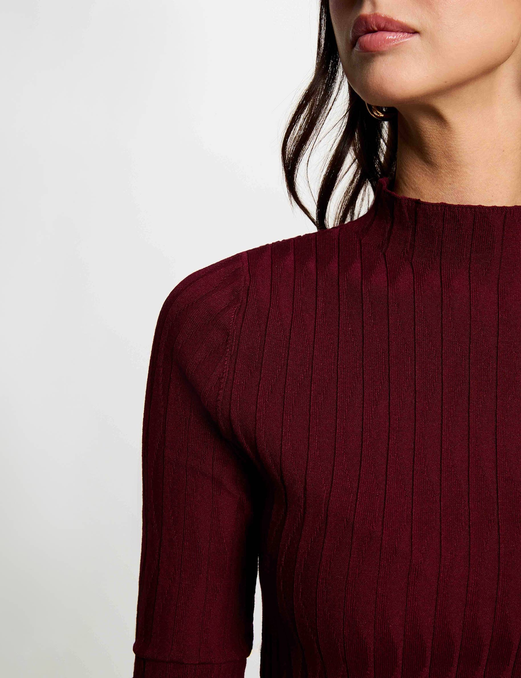 Jersey con cuello alto burdeos mujer