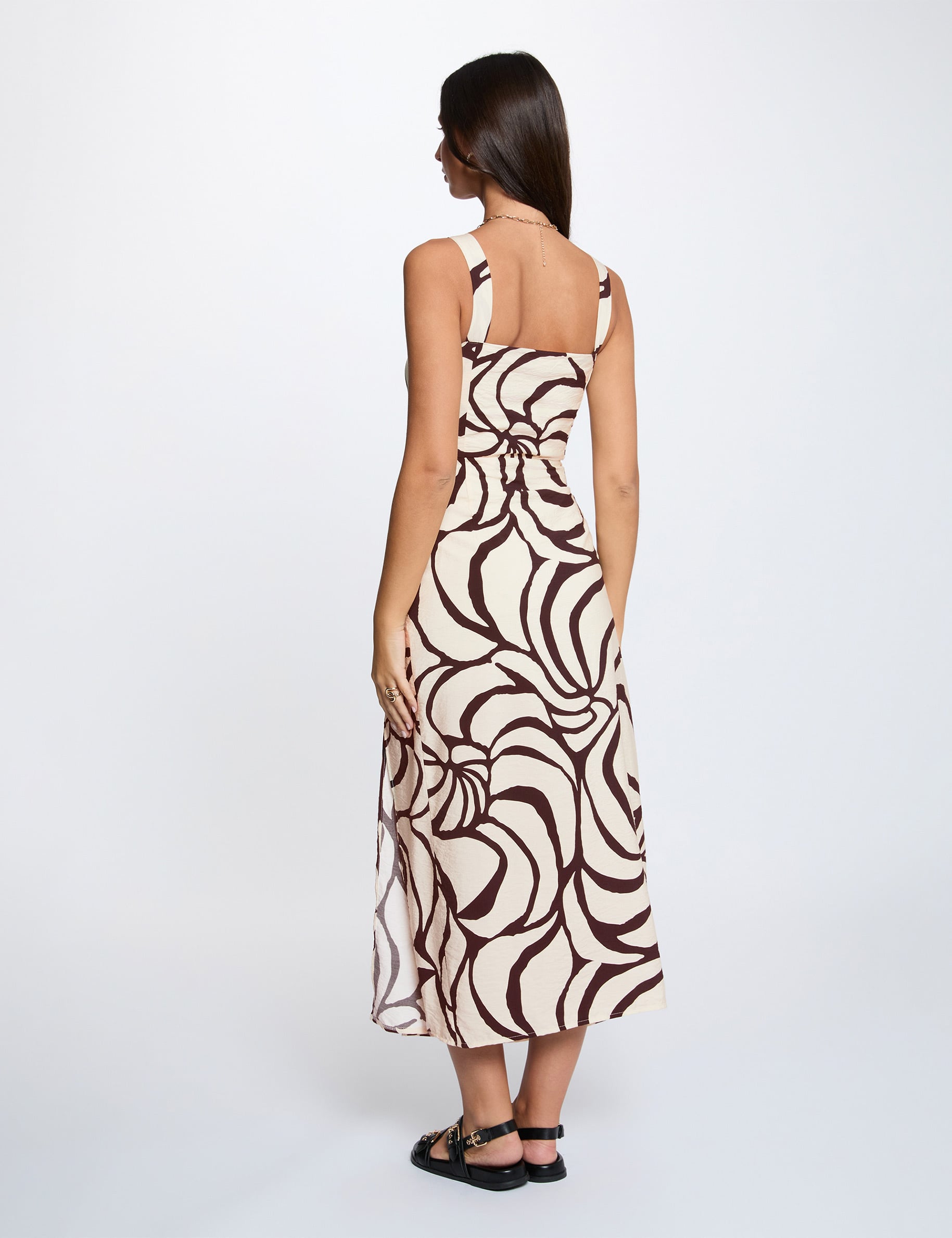 Vestido largo plisado multicolor mujer