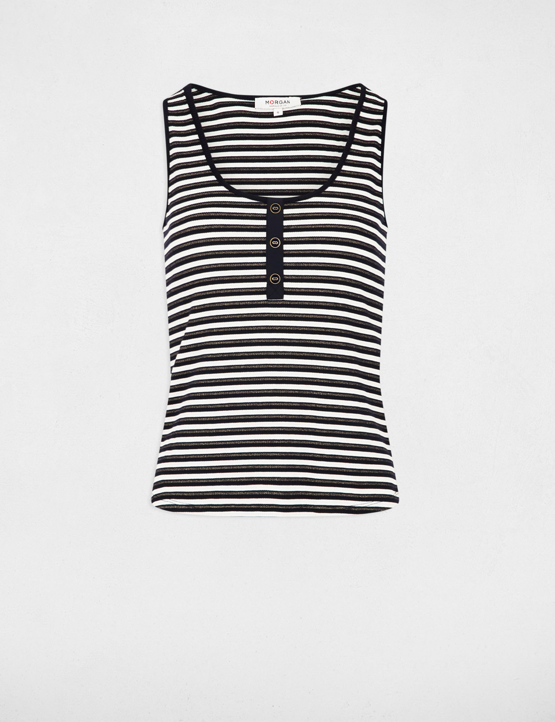top sin manga con rayas blanco mujer Top sin manga con rayas blanco mujer