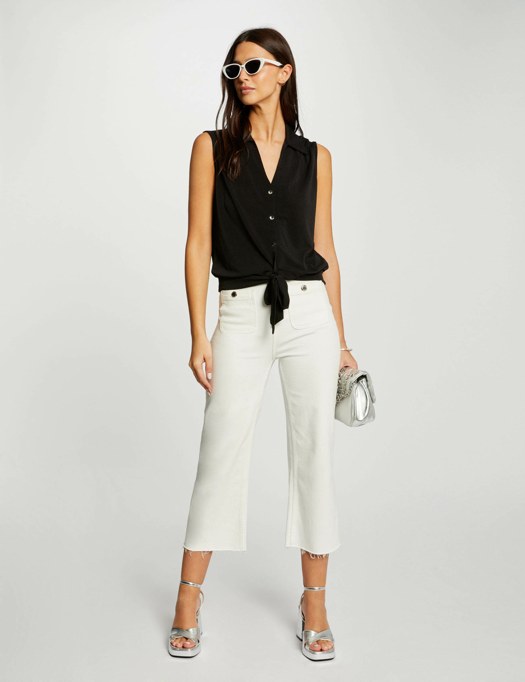 blusa anudada sin mangas negro mujer Blusa anudada sin mangas negro mujer