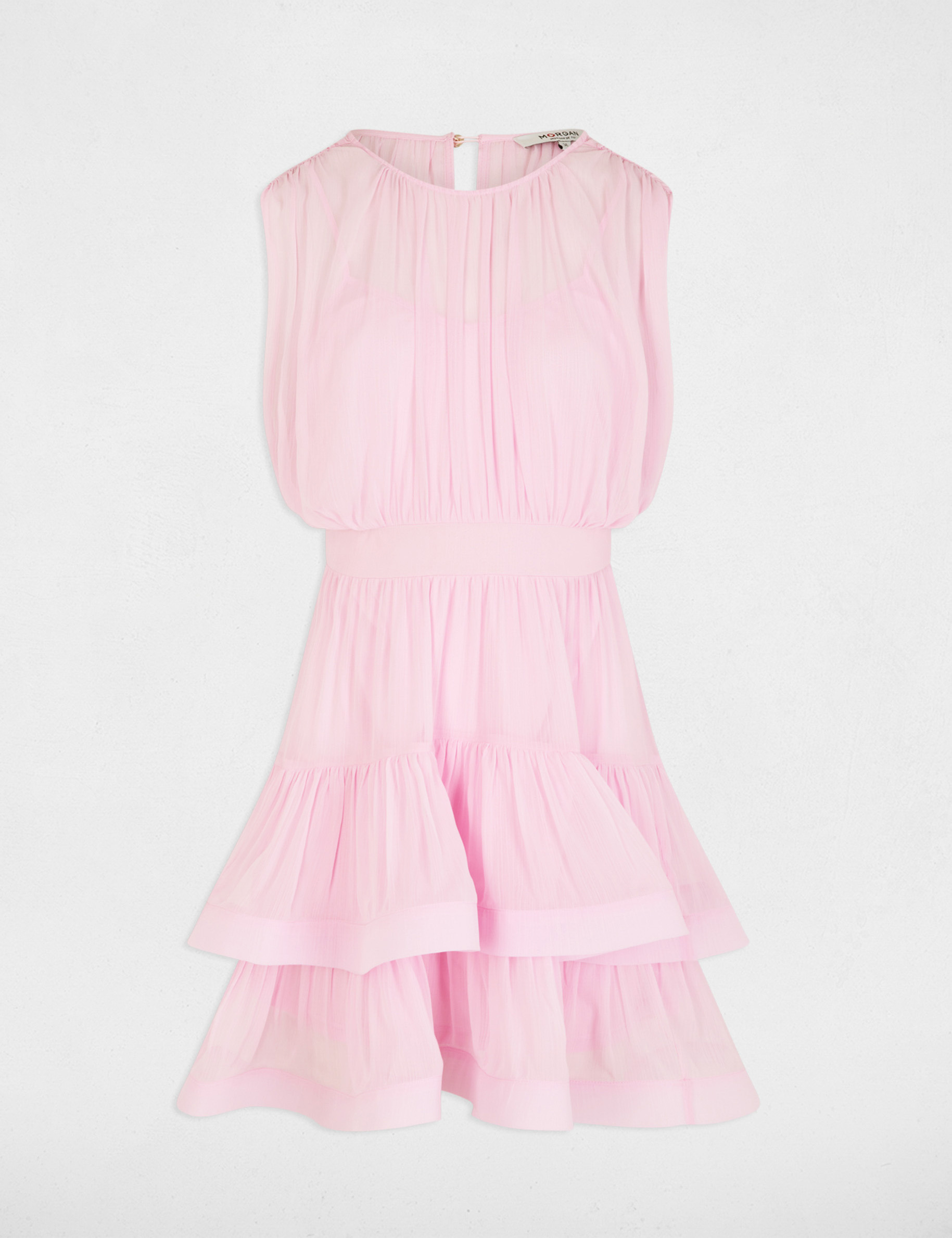 Vestido corto con cuello alto rosa mujer