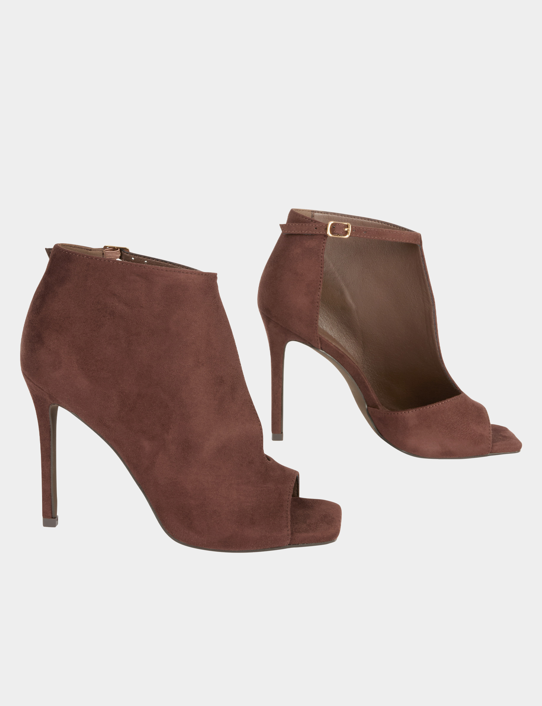 Sandalias medias descubiertas de tac&oacute;n marr&oacute;n oscuro mujer