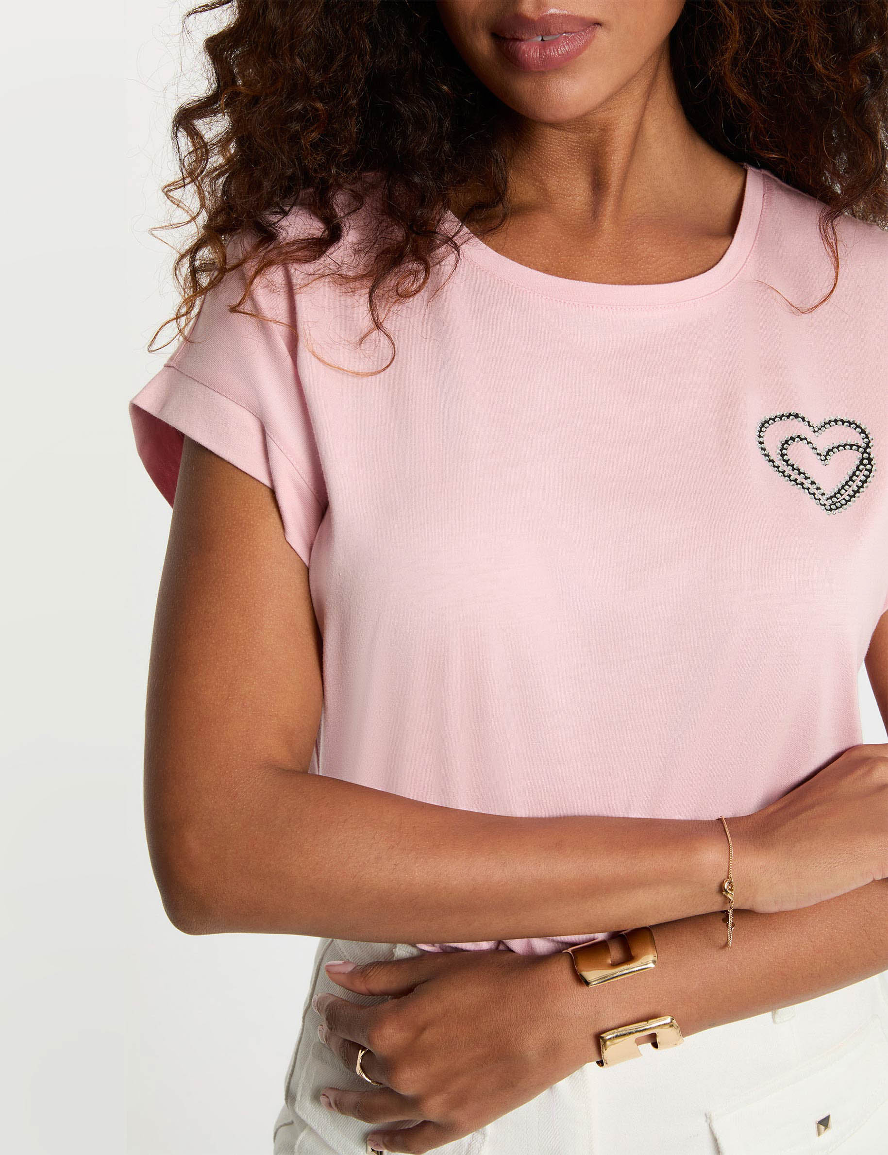 Camiseta de manga corta rosa mujer
