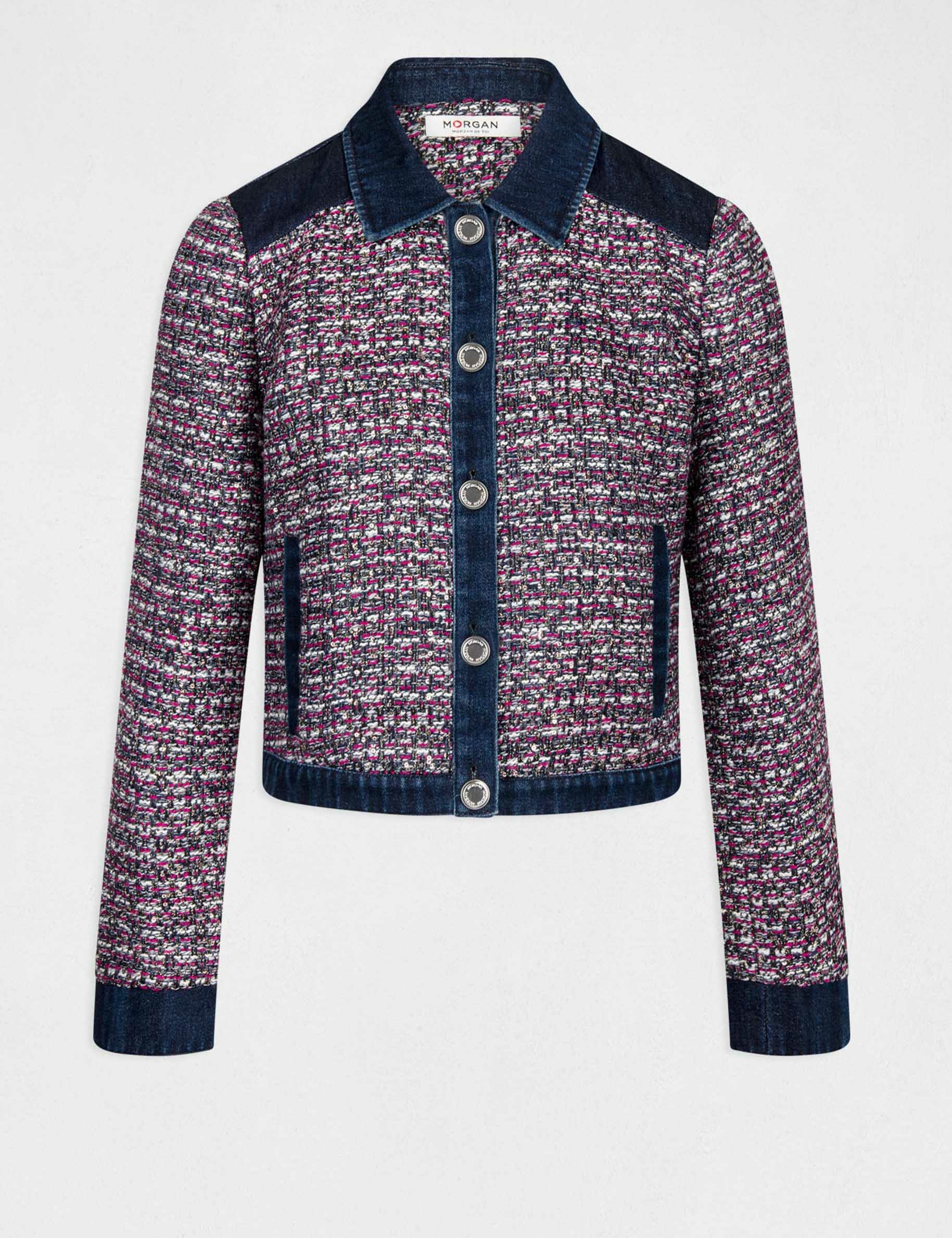 chaqueta recta con detalles vaquero multico mujer Chaqueta recta con detalles vaquero multico mujer