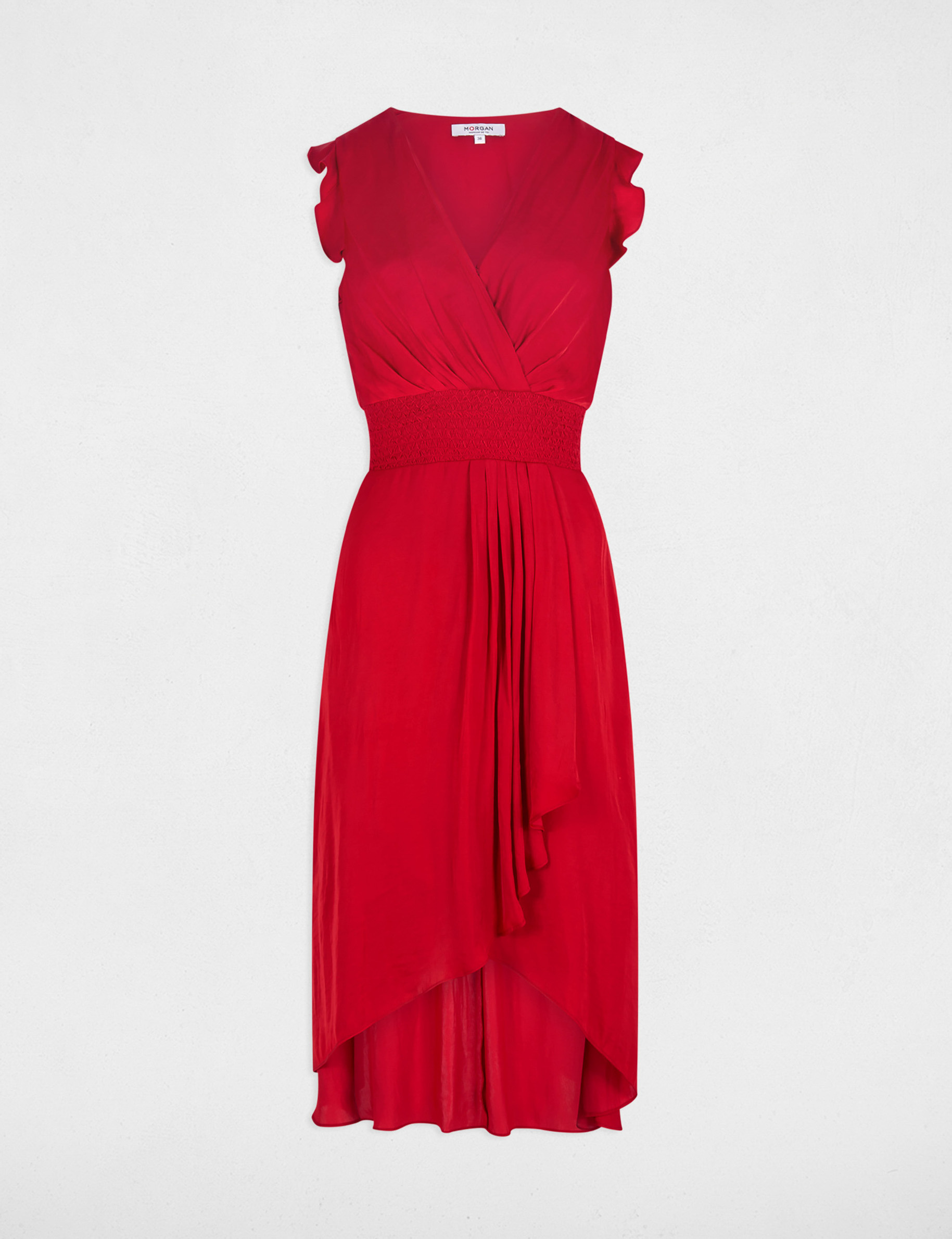 Vestido recto holgado sin mangas rojo mujer