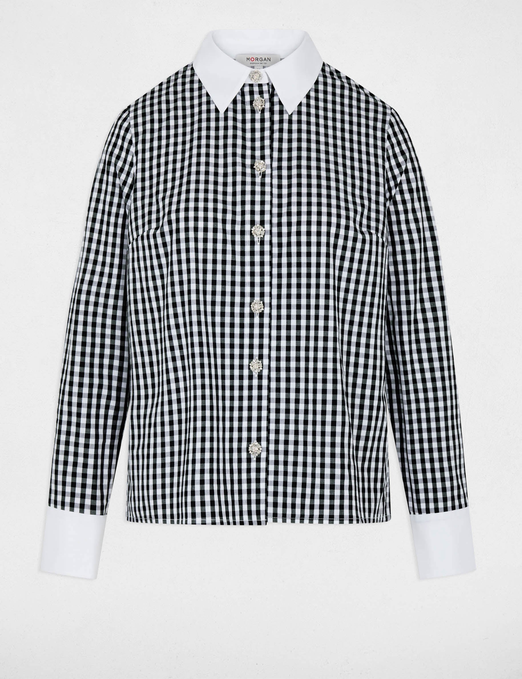 Camisa con cuello contrastado multicolor mujer