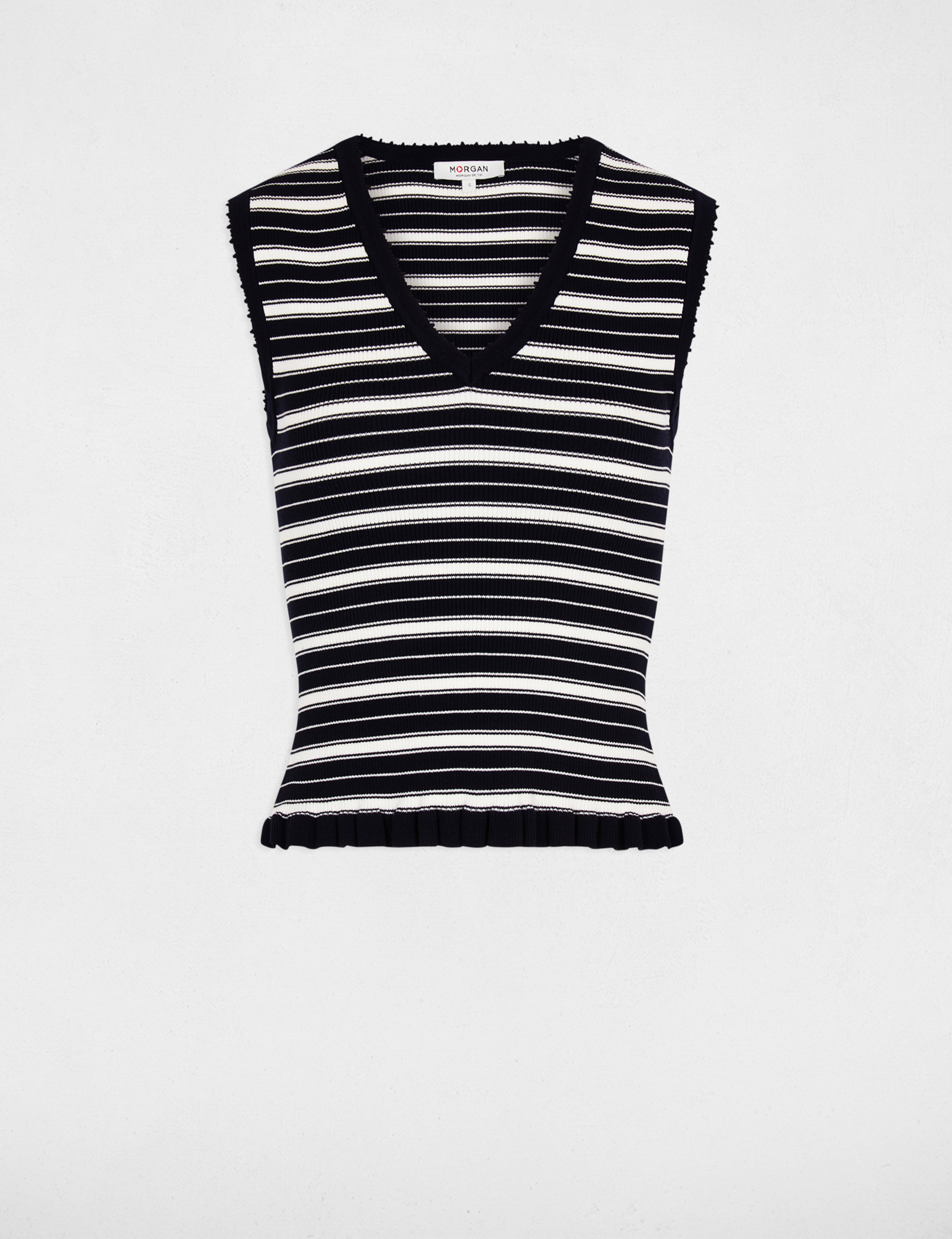 Jersey sin mangas cuello v azul marino mujer