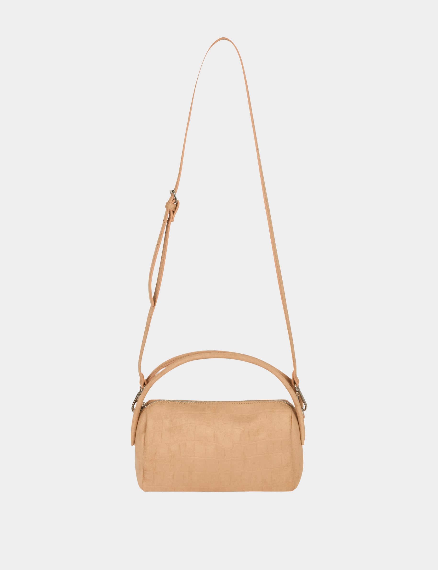 Bolso bandolera de polipiel beige mujer
