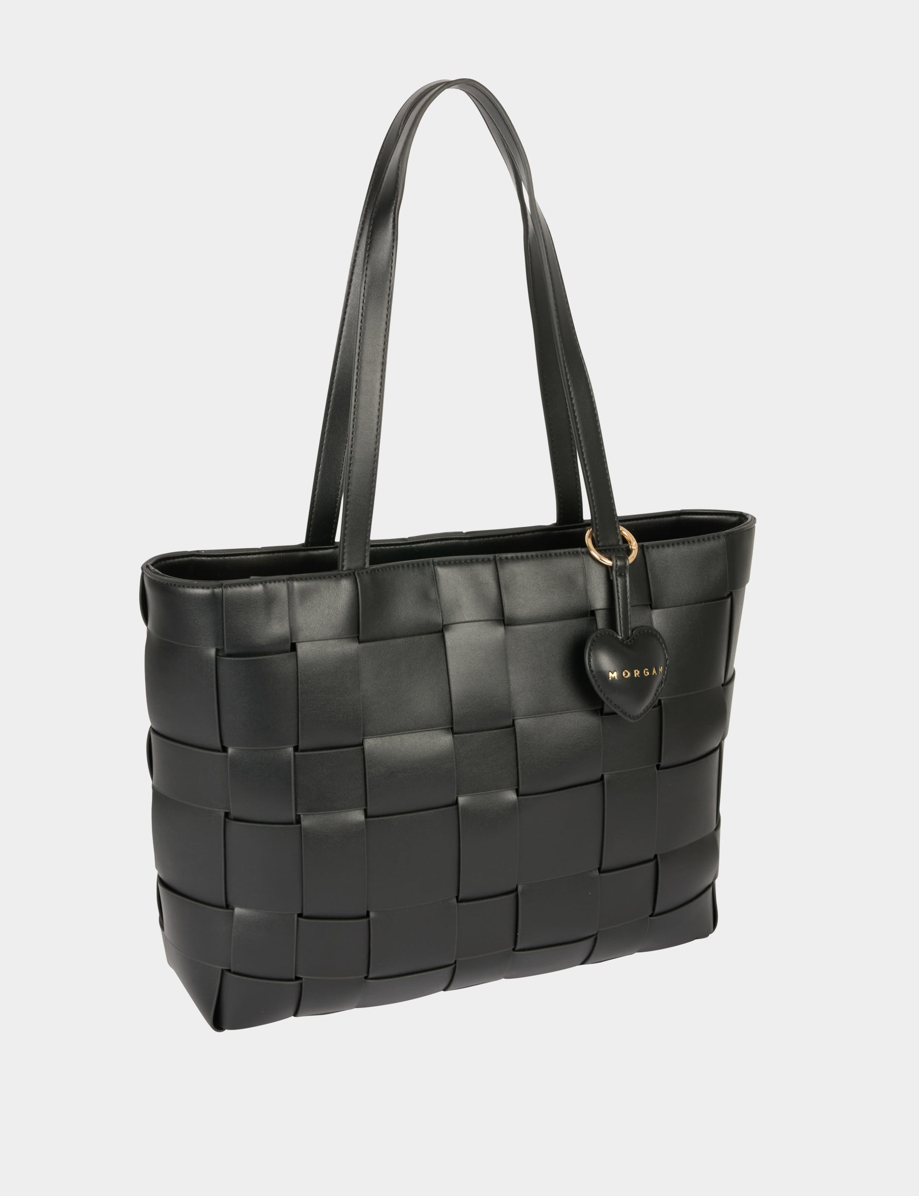 Bolso tote trenzado negro mujer