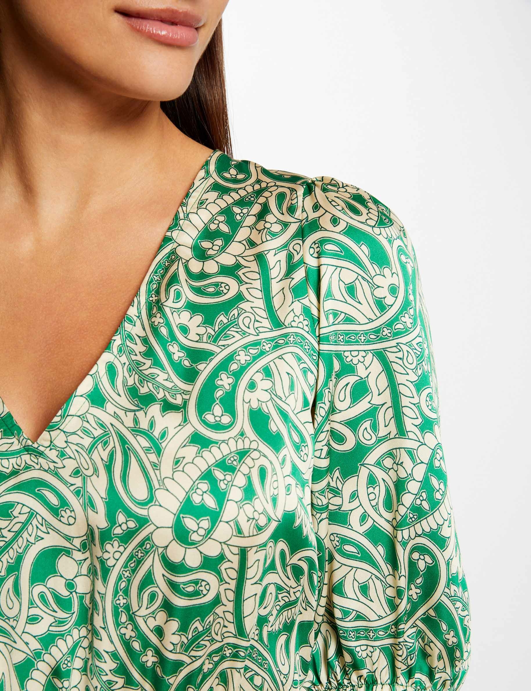 Vestido entallado de satén estampado multico mujer