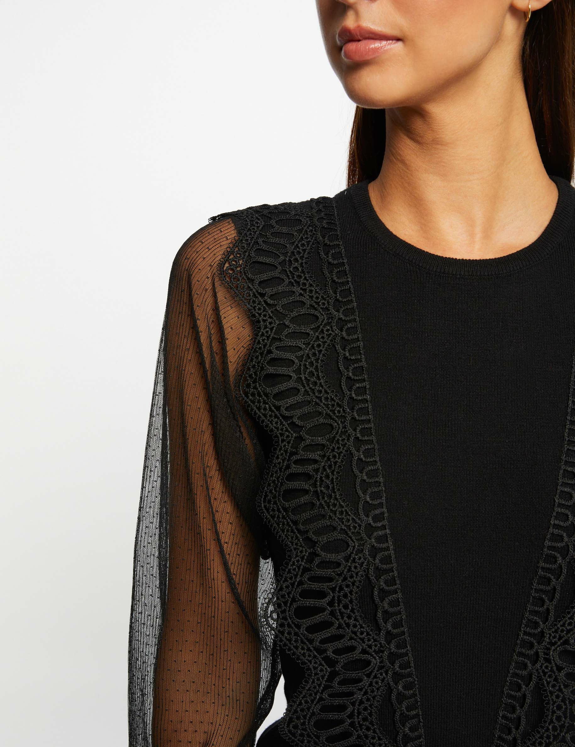jersey manga larga con plumeti negro mujer Jersey manga larga con plumeti negro mujer