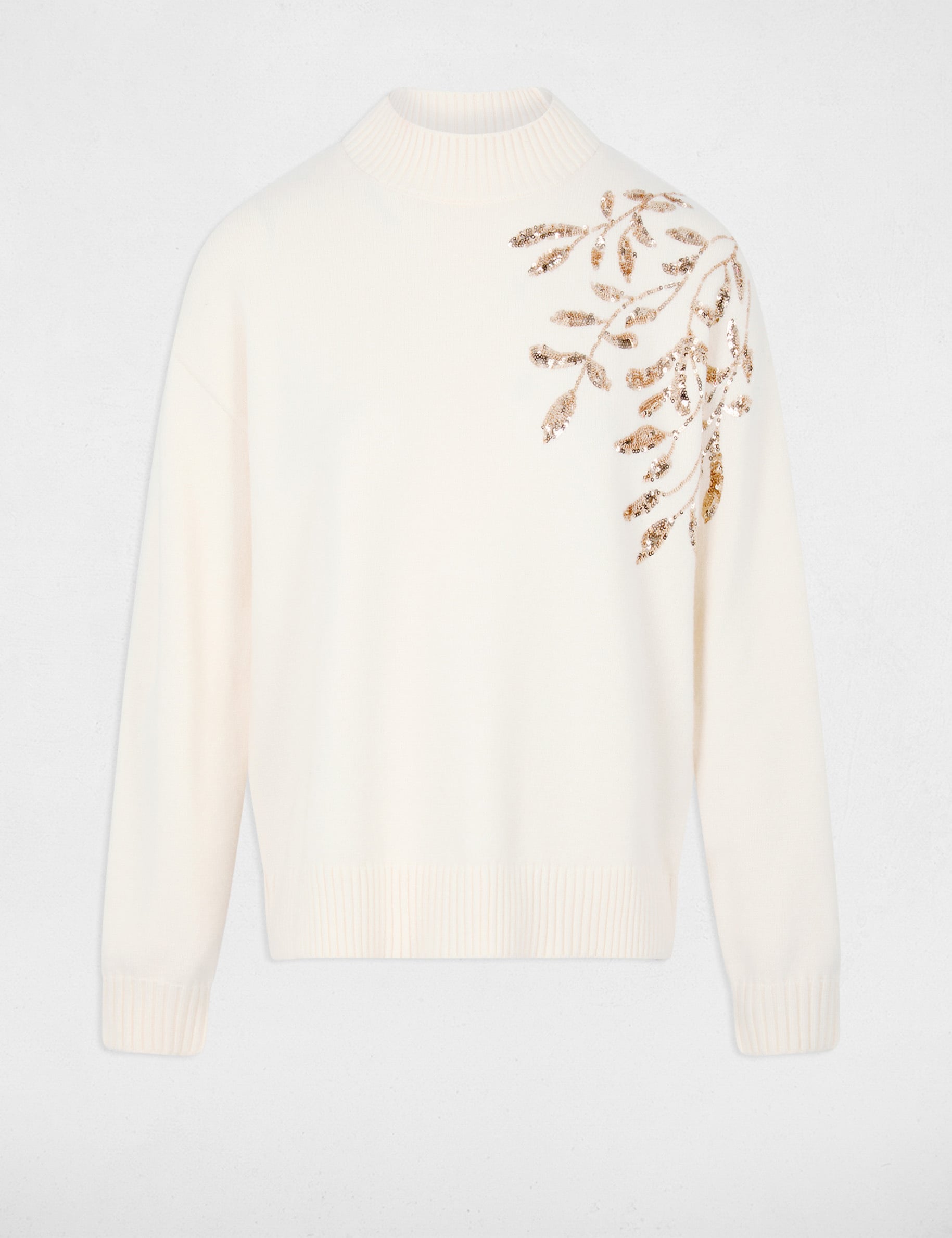 Jersey de cuello alto marfil mujer
