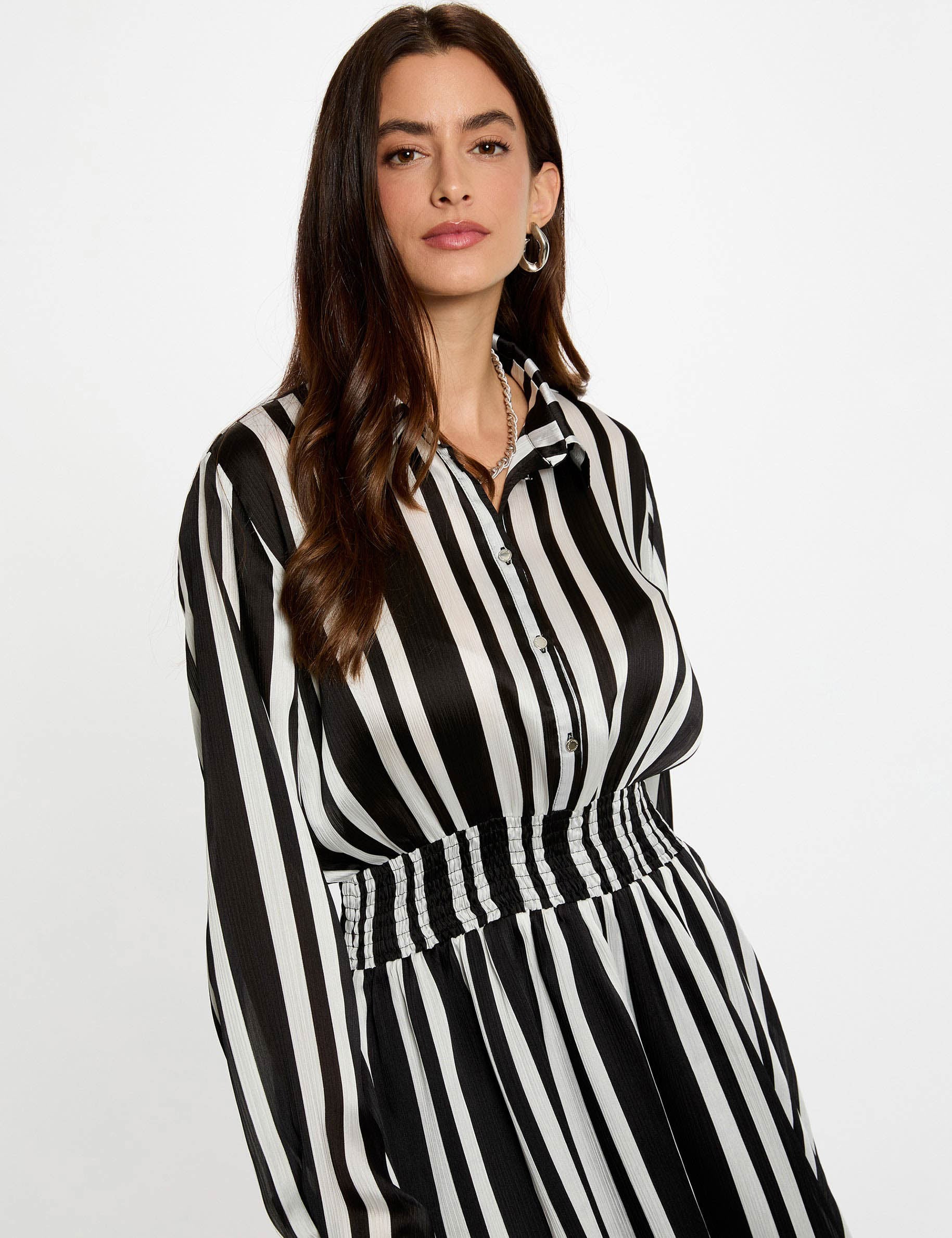 Vestido recto asim&eacute;trico rayas multicolor mujer