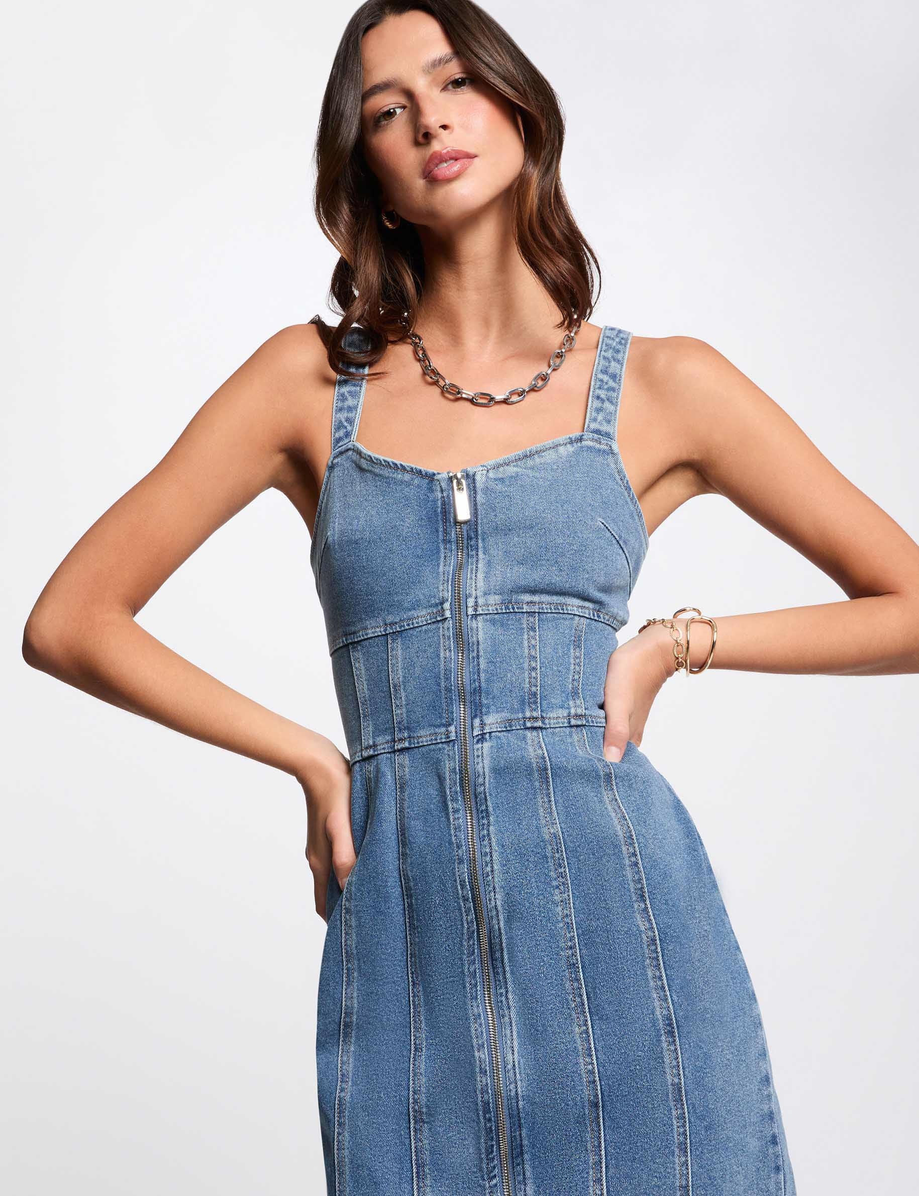 vestido corto ajustado vaquero denim stone mujer Vestido corto ajustado vaquero denim stone mujer