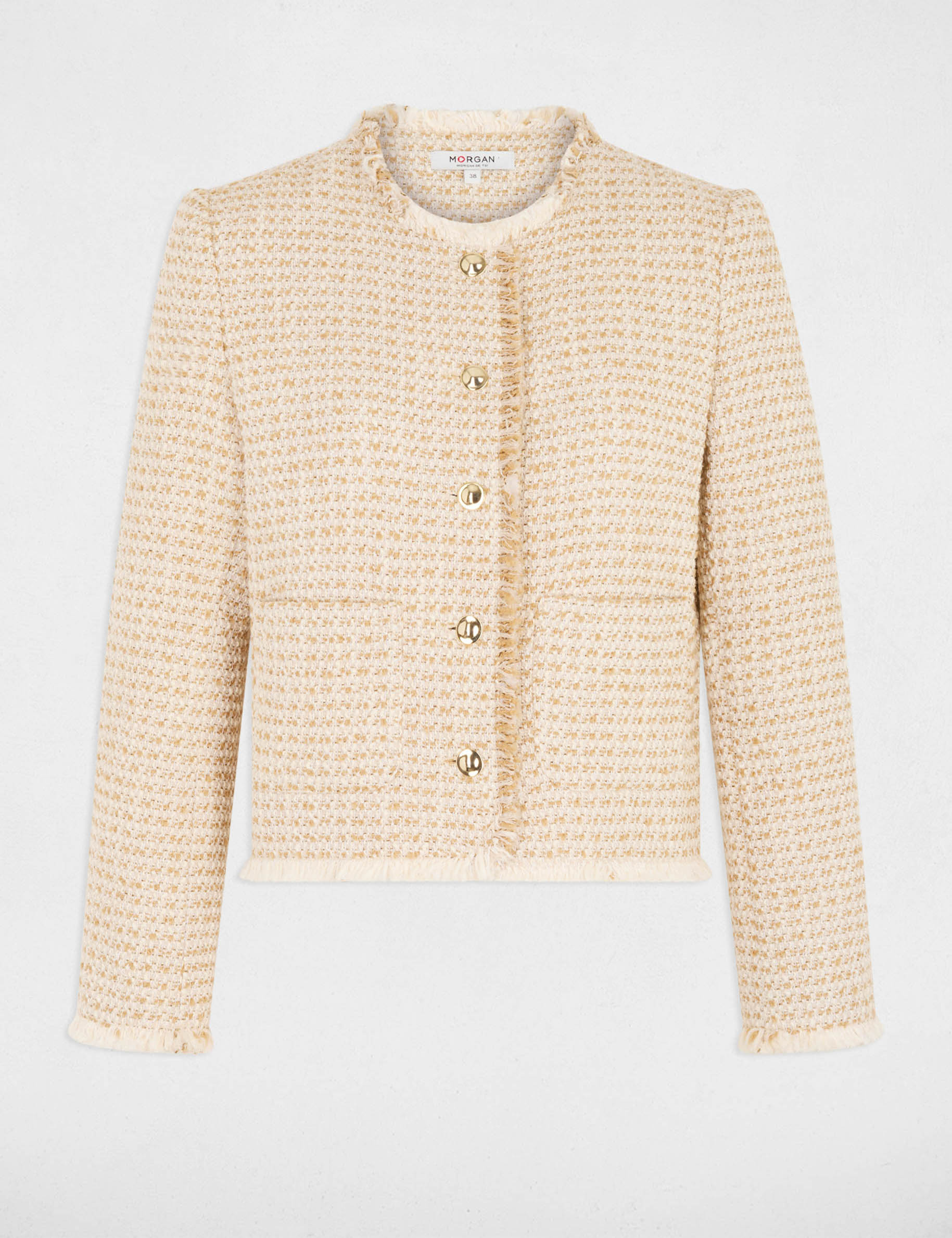 Chaqueta tweed cropped multicolor mujer