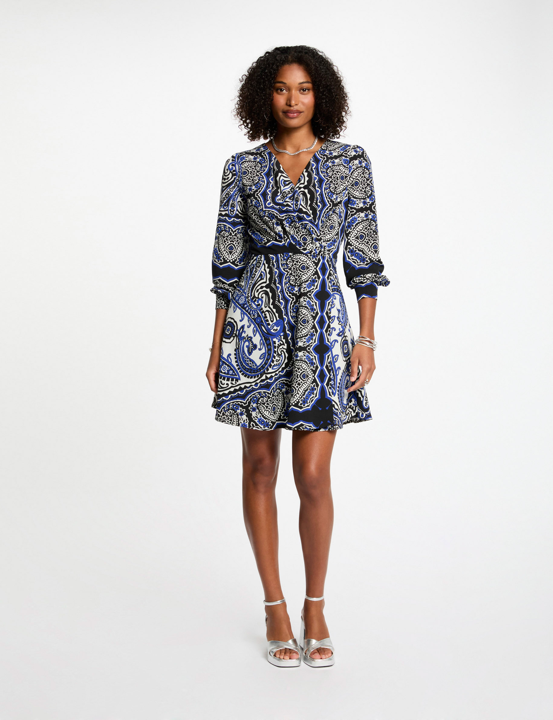 vestido acampanado estampado multicolor mujer Vestido acampanado estampado multicolor mujer