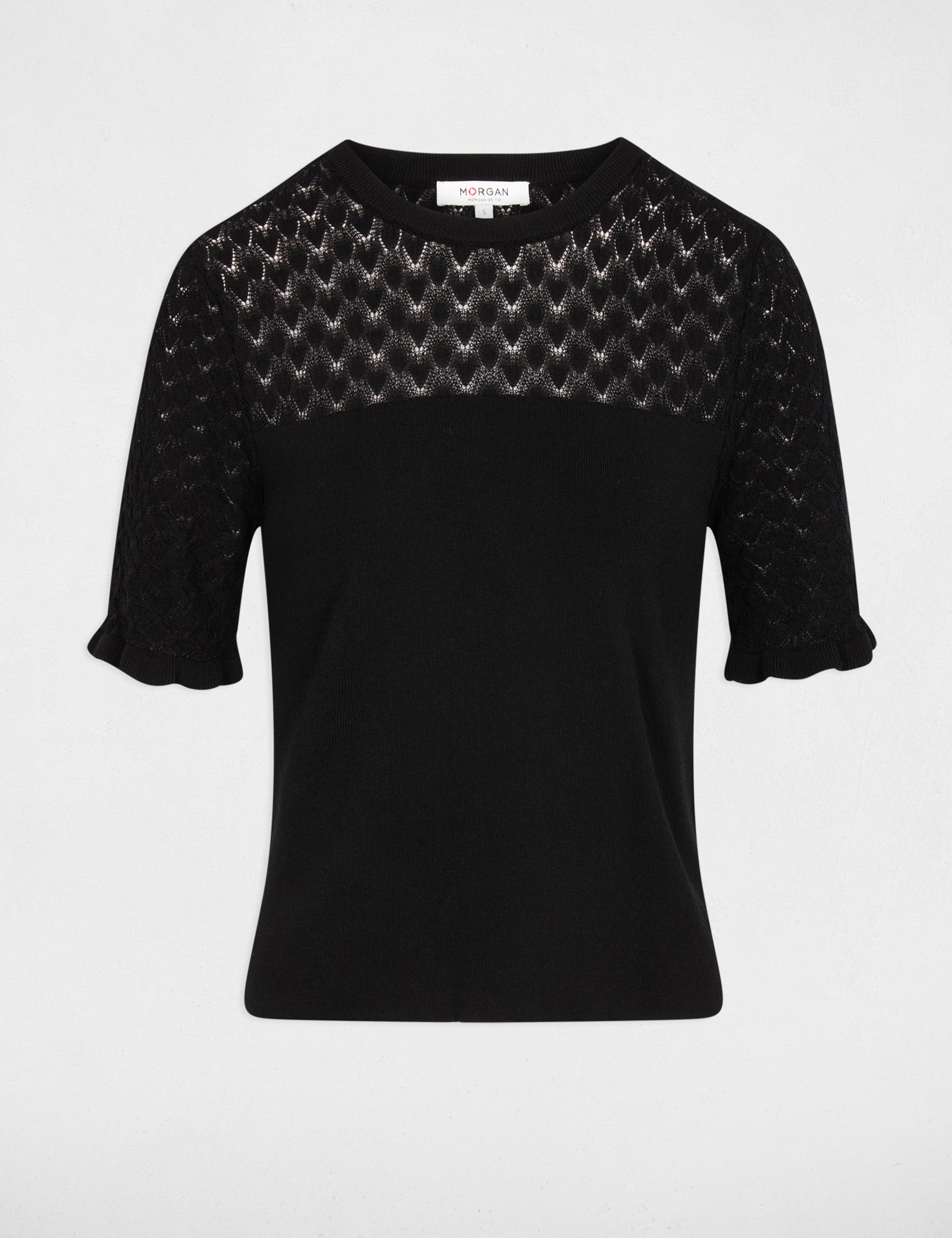 Jersey de mangas cortas negro mujer