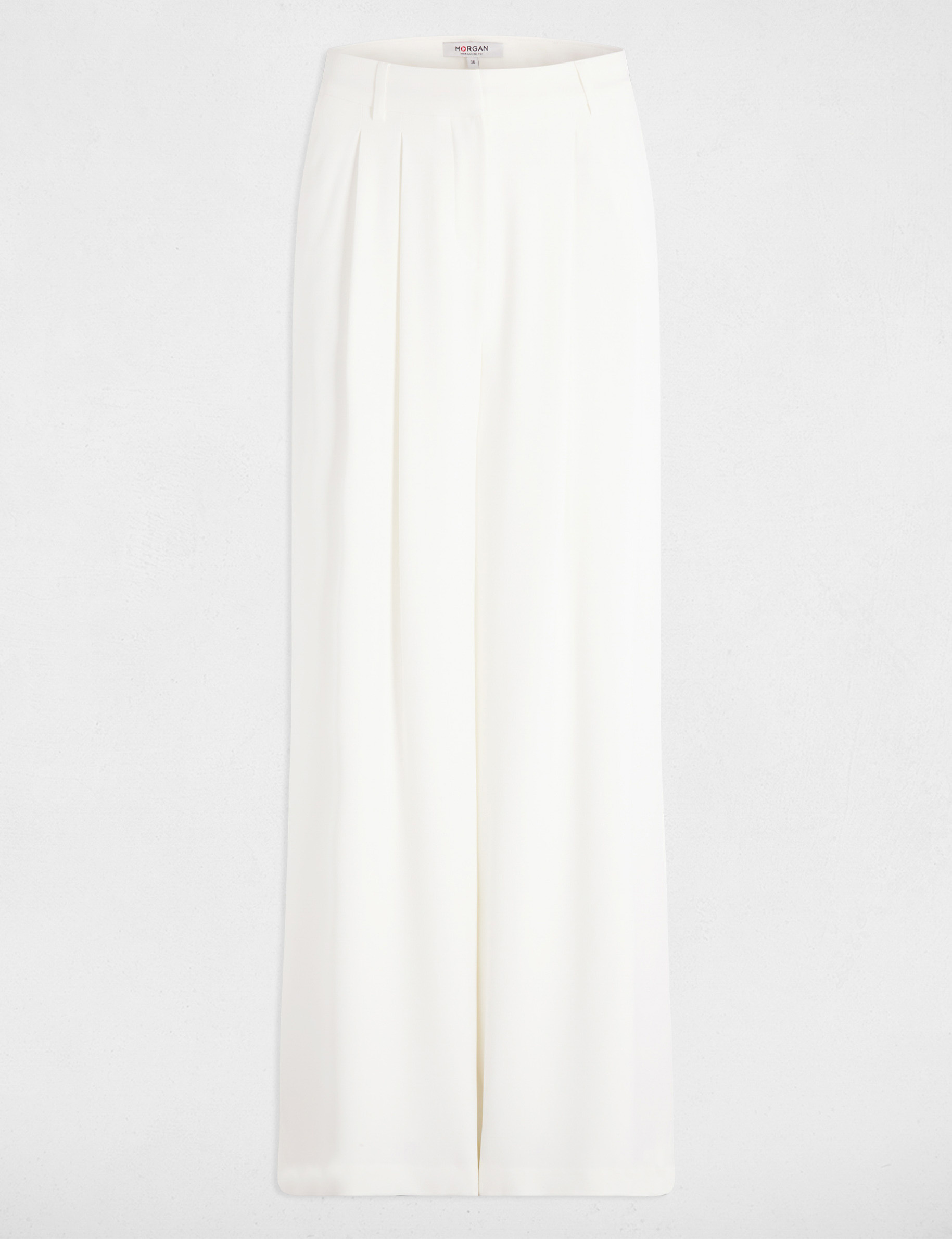 Pantal&oacute;n ancho fluido blanco mujer