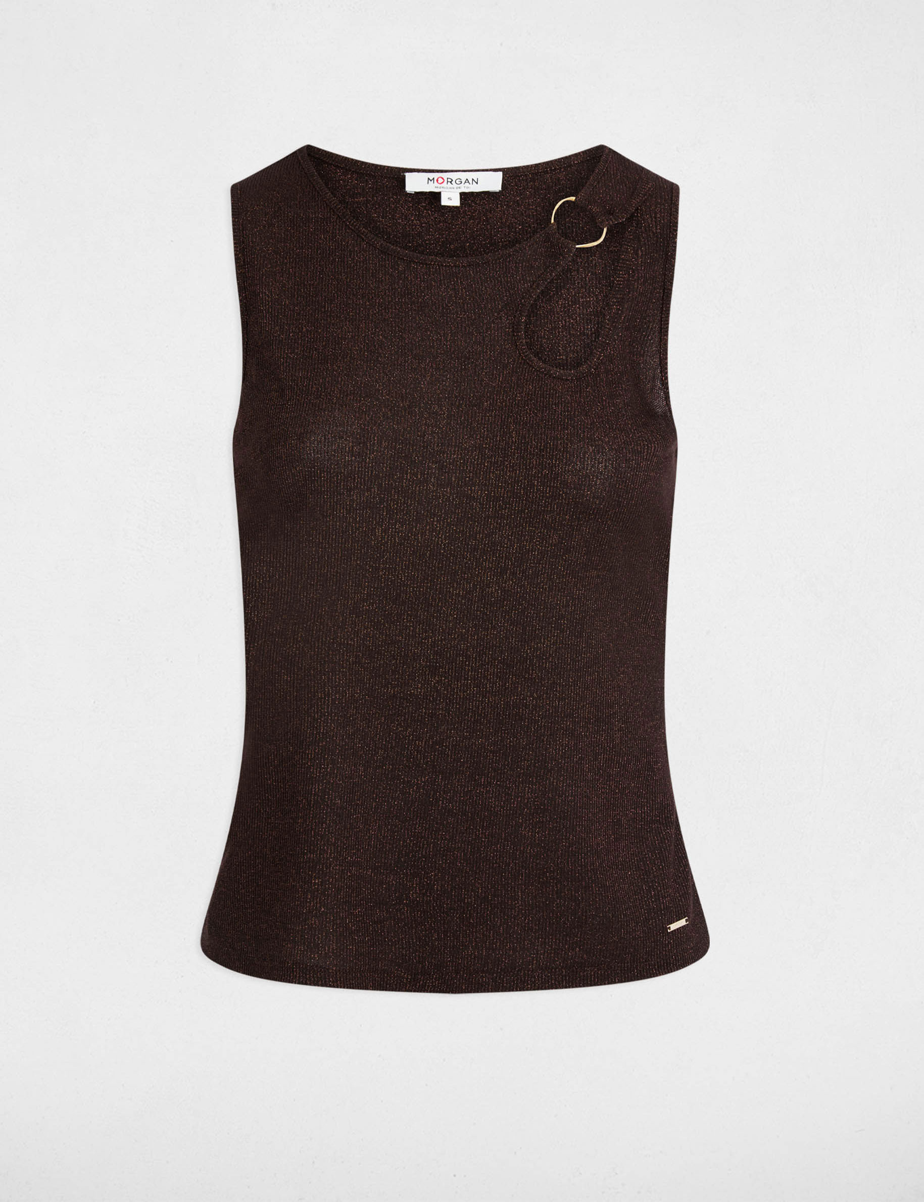 Top sin manga marr&oacute;n oscuro mujer