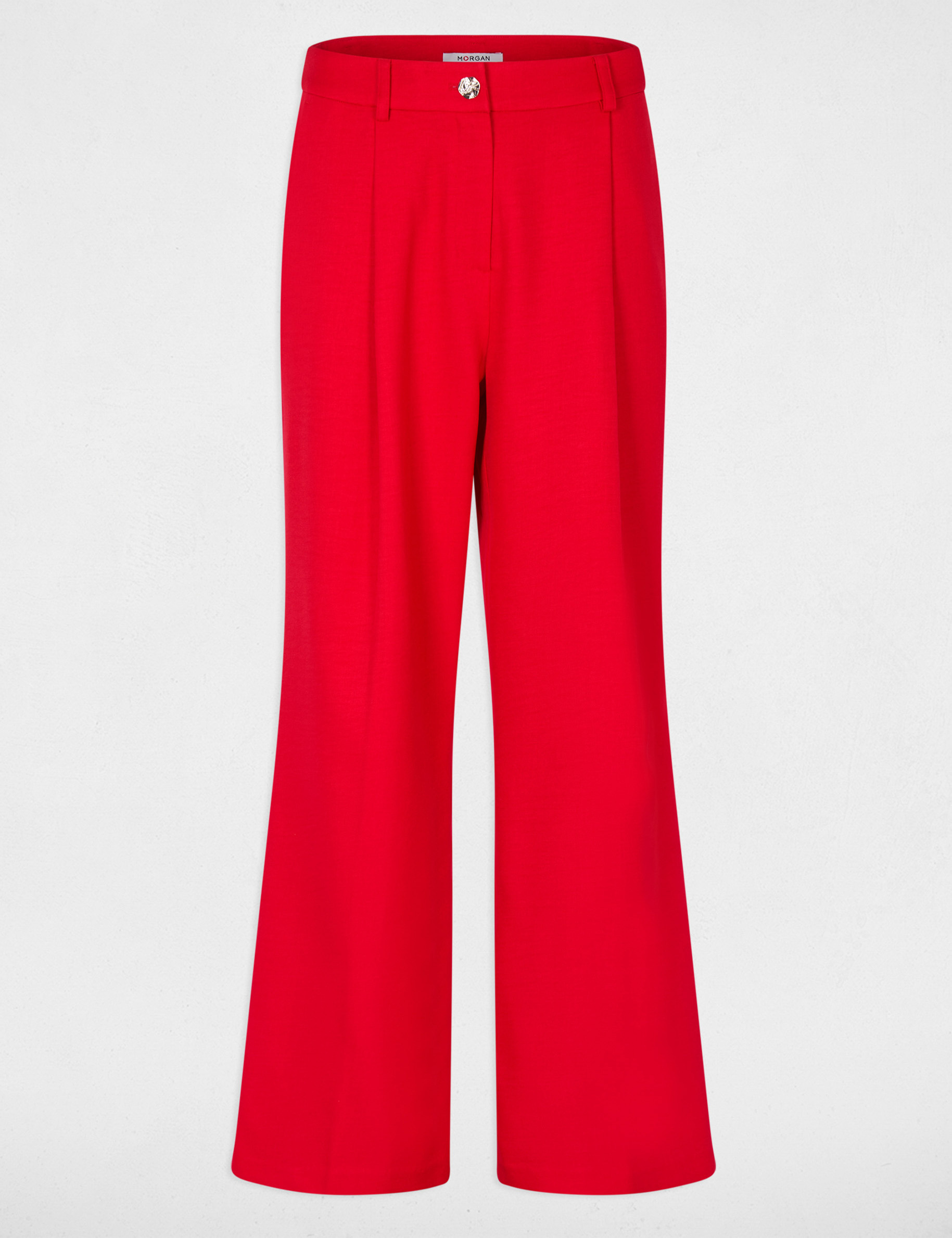 Pantal&oacute;n de tiro alto ancho rojo mujer